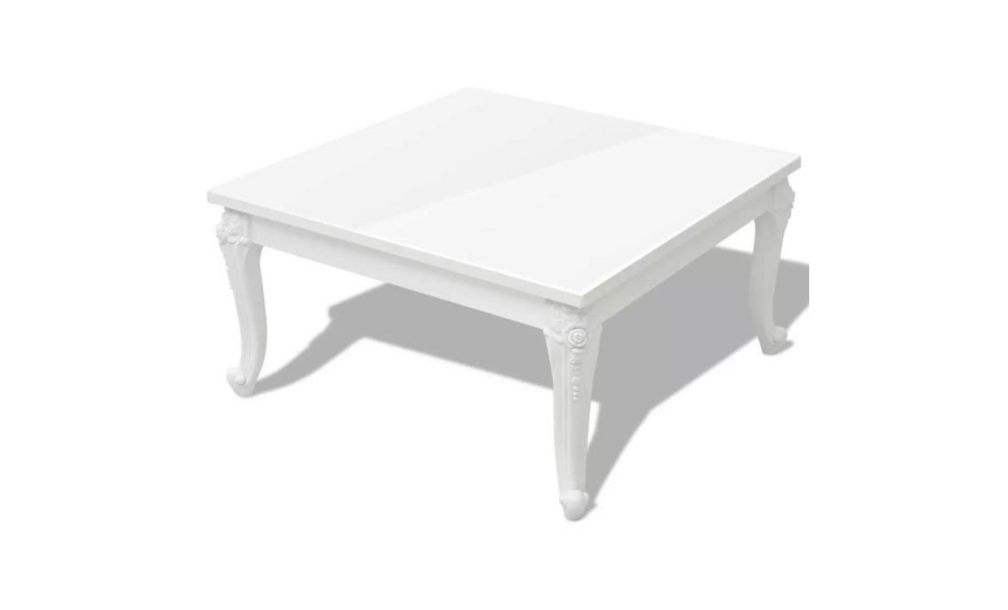 table à thé table basse 80 x 80 x 42 cm laquée blanc pas cher