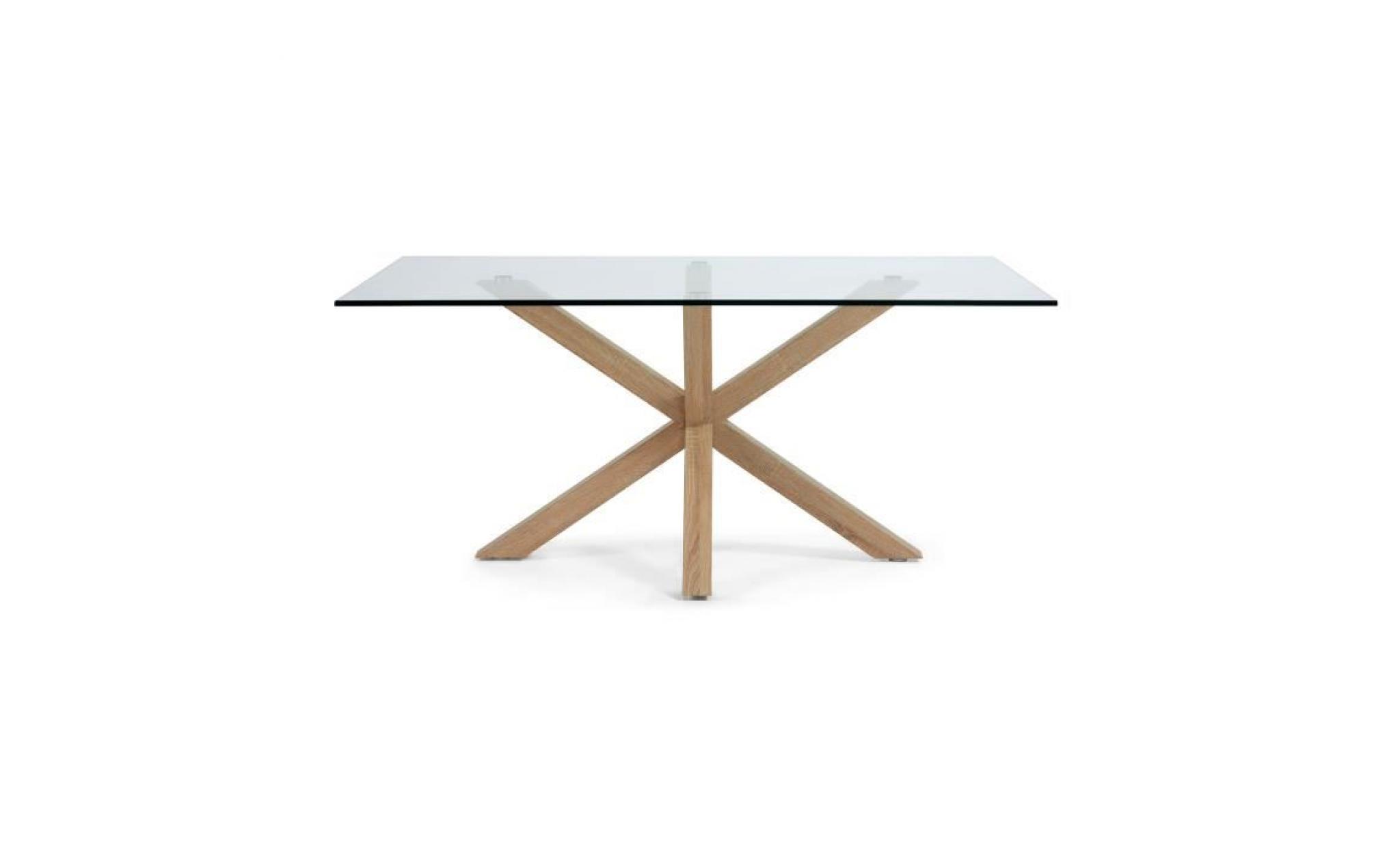 table argo 160x90 cm, plaque naturel et verre transparent