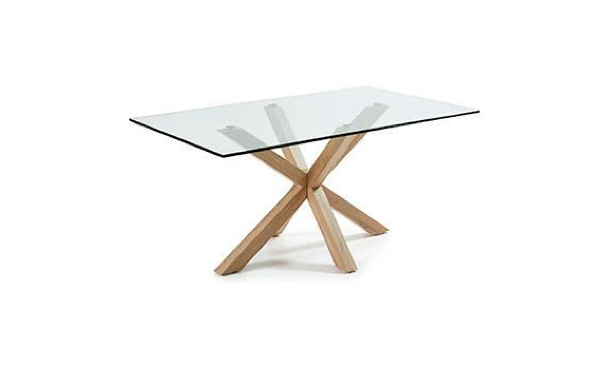 table argo 160x90 cm, plaque naturel et verre transparent pas cher