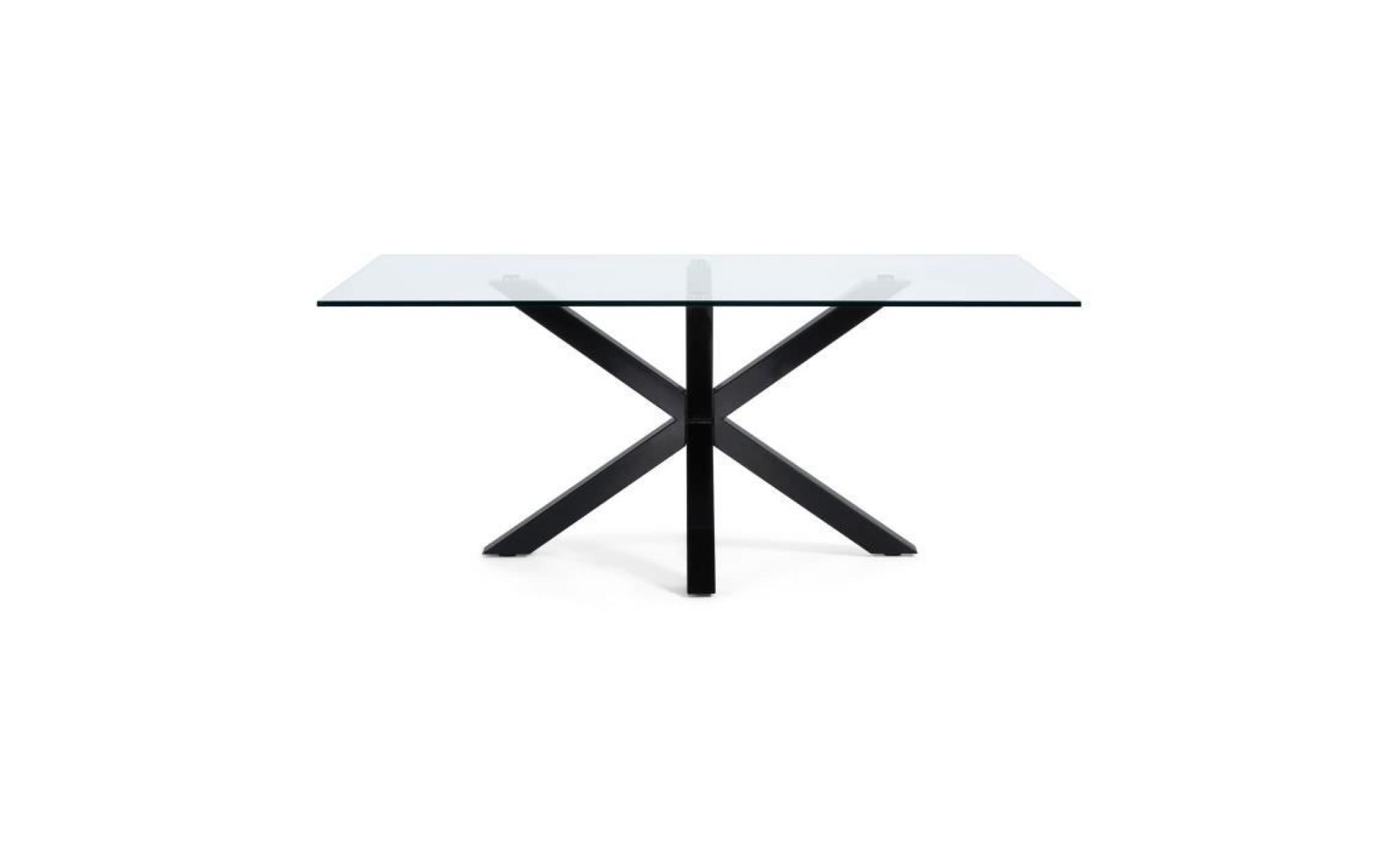 table argo, epoxy noir et verre transparent