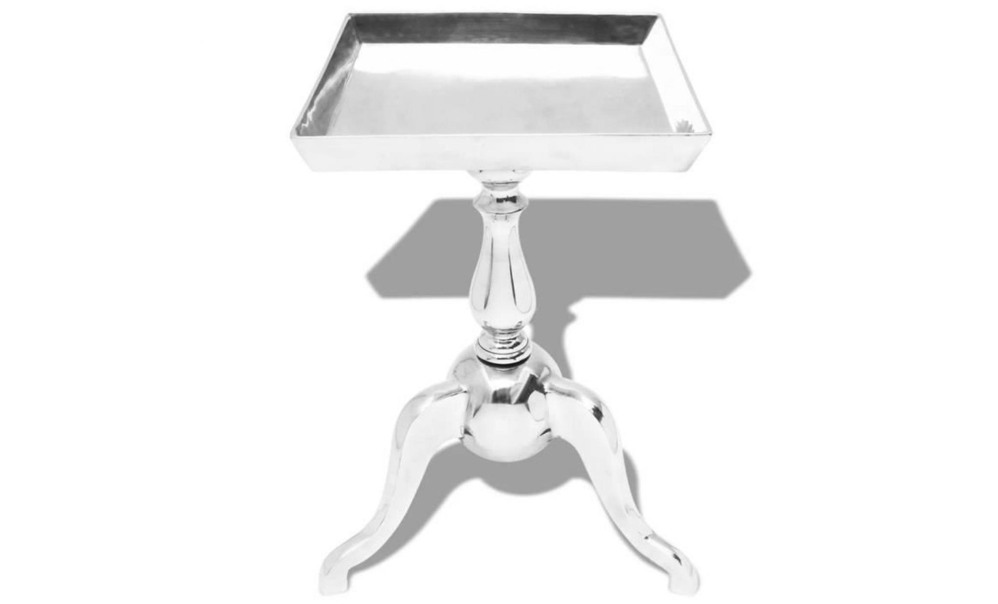table auxiliaire carrée aluminium argenté pas cher