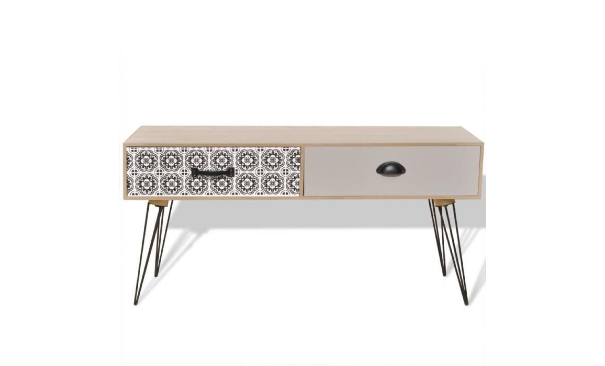 table auxiliaire meuble tv meuble hifi 100 x 40 x 35 cm marron pas cher
