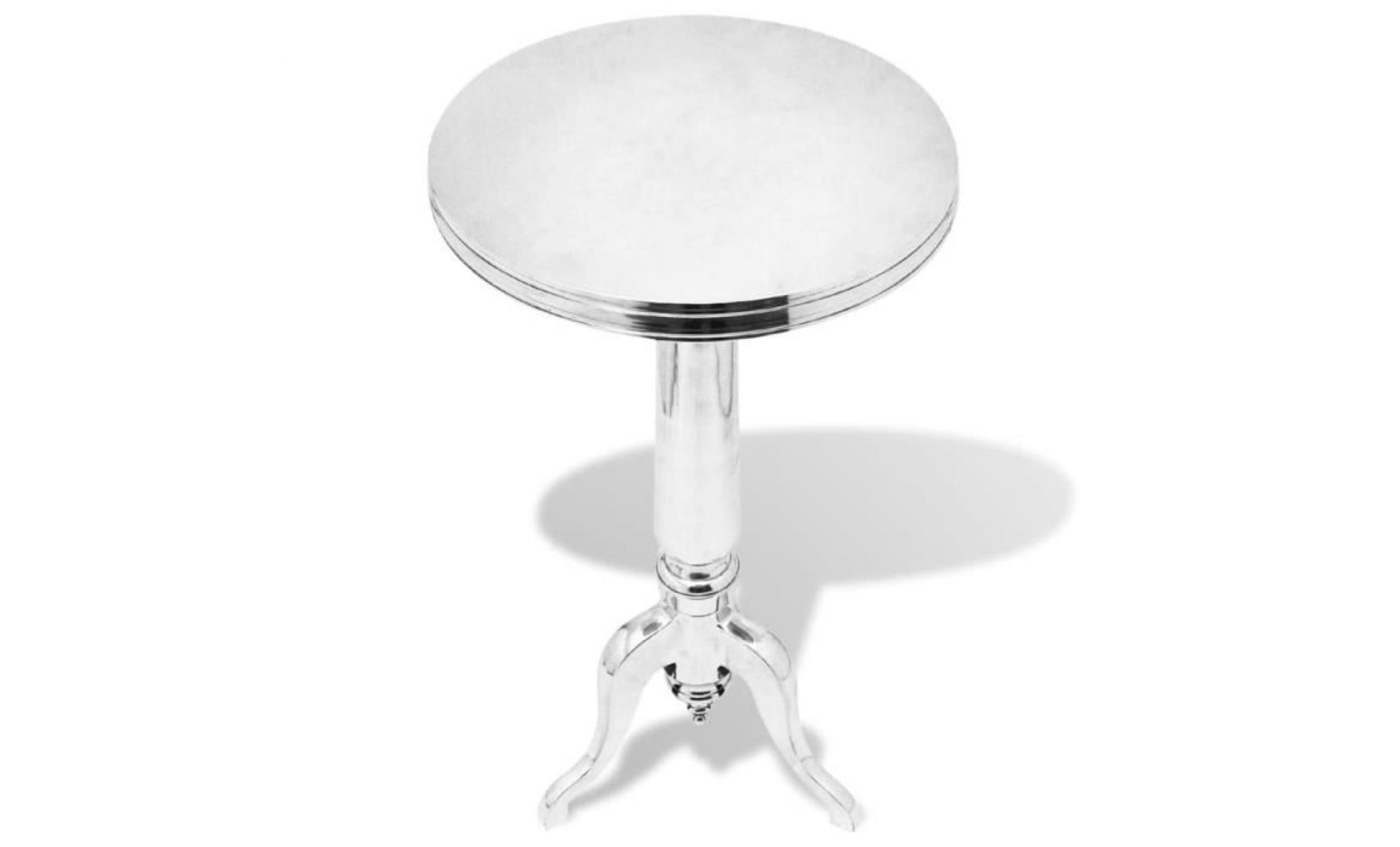 table auxiliaire ronde aluminium argenté pas cher