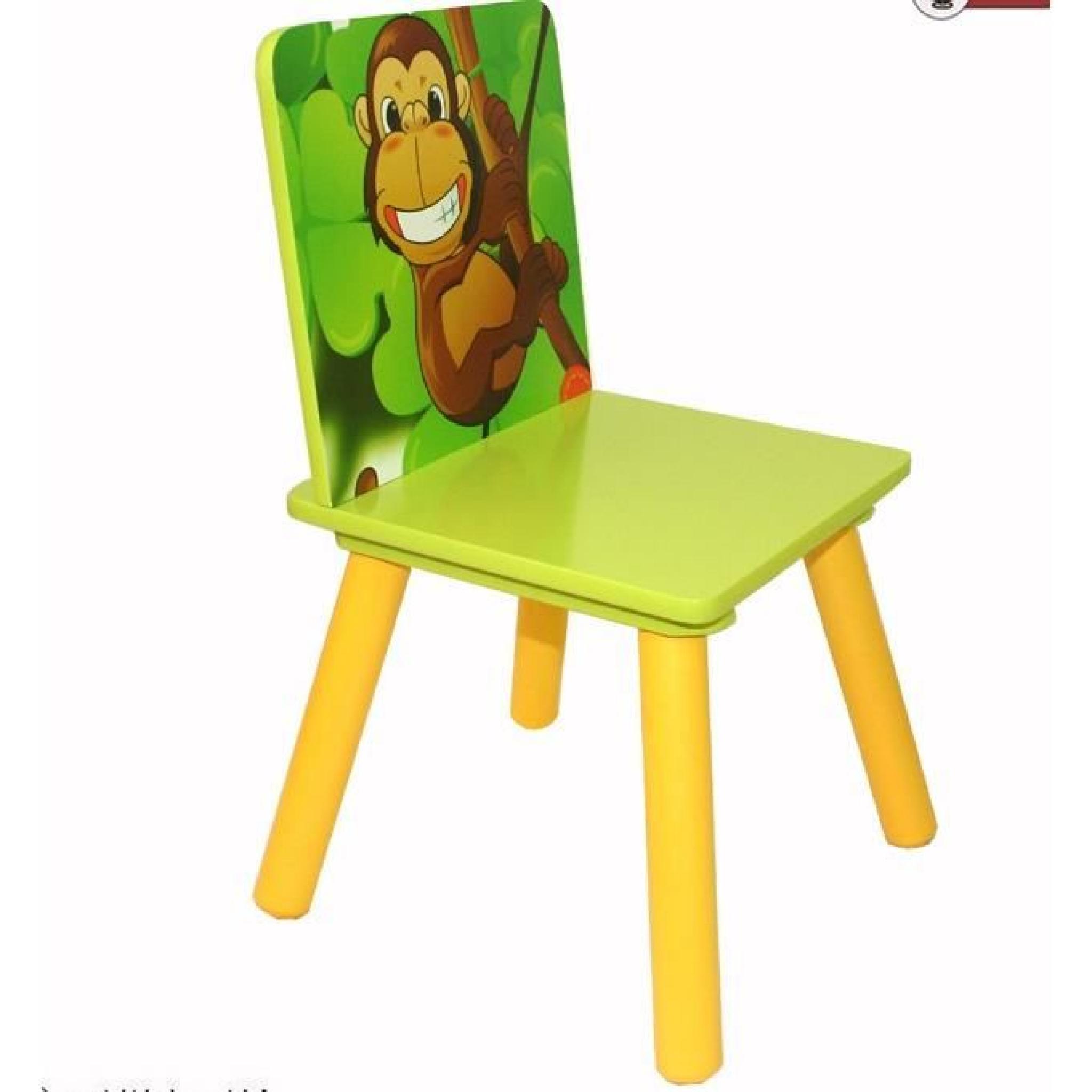 Table avec 2 chaises pour enfant motif jungle pas cher