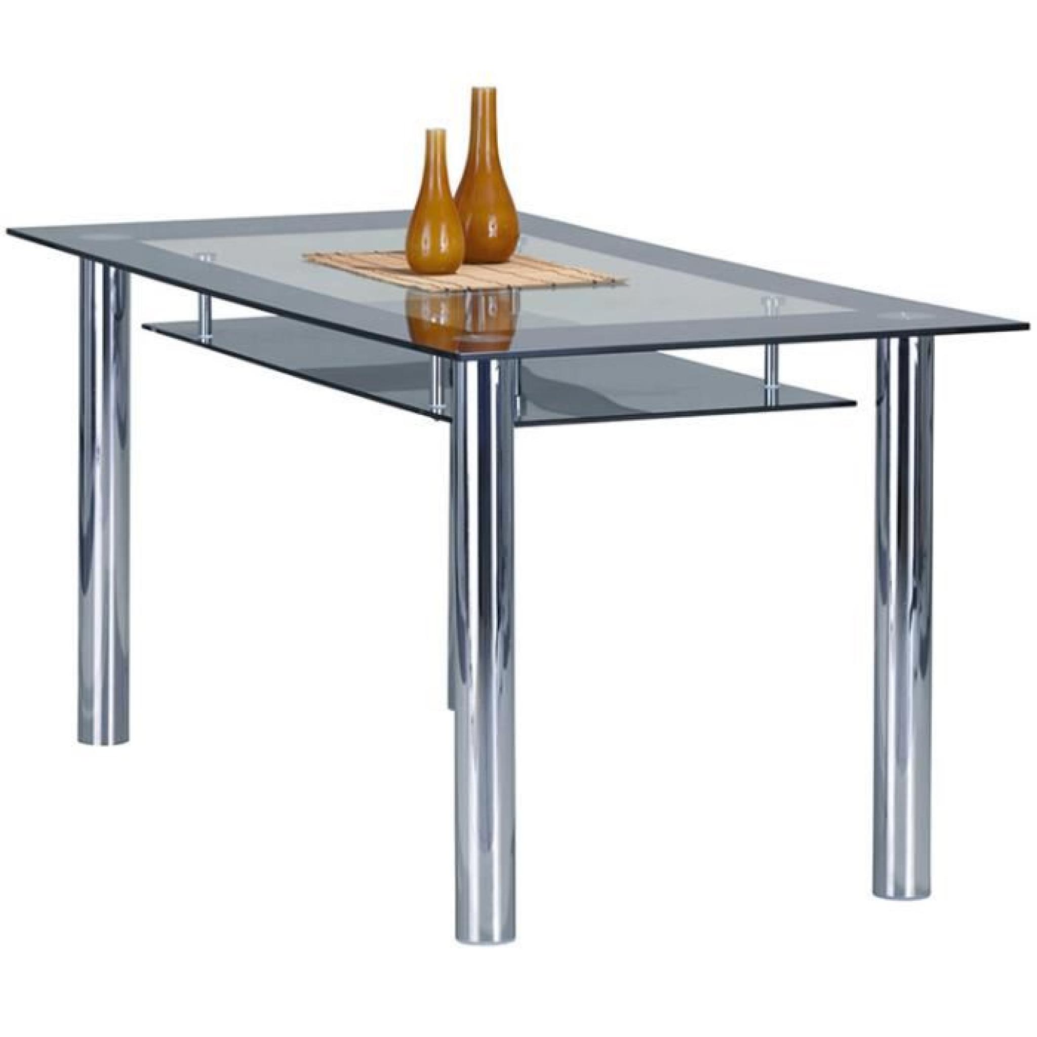 Table avec 2 Plateaux Verre, Dim : 160 x 80 x 75 cm