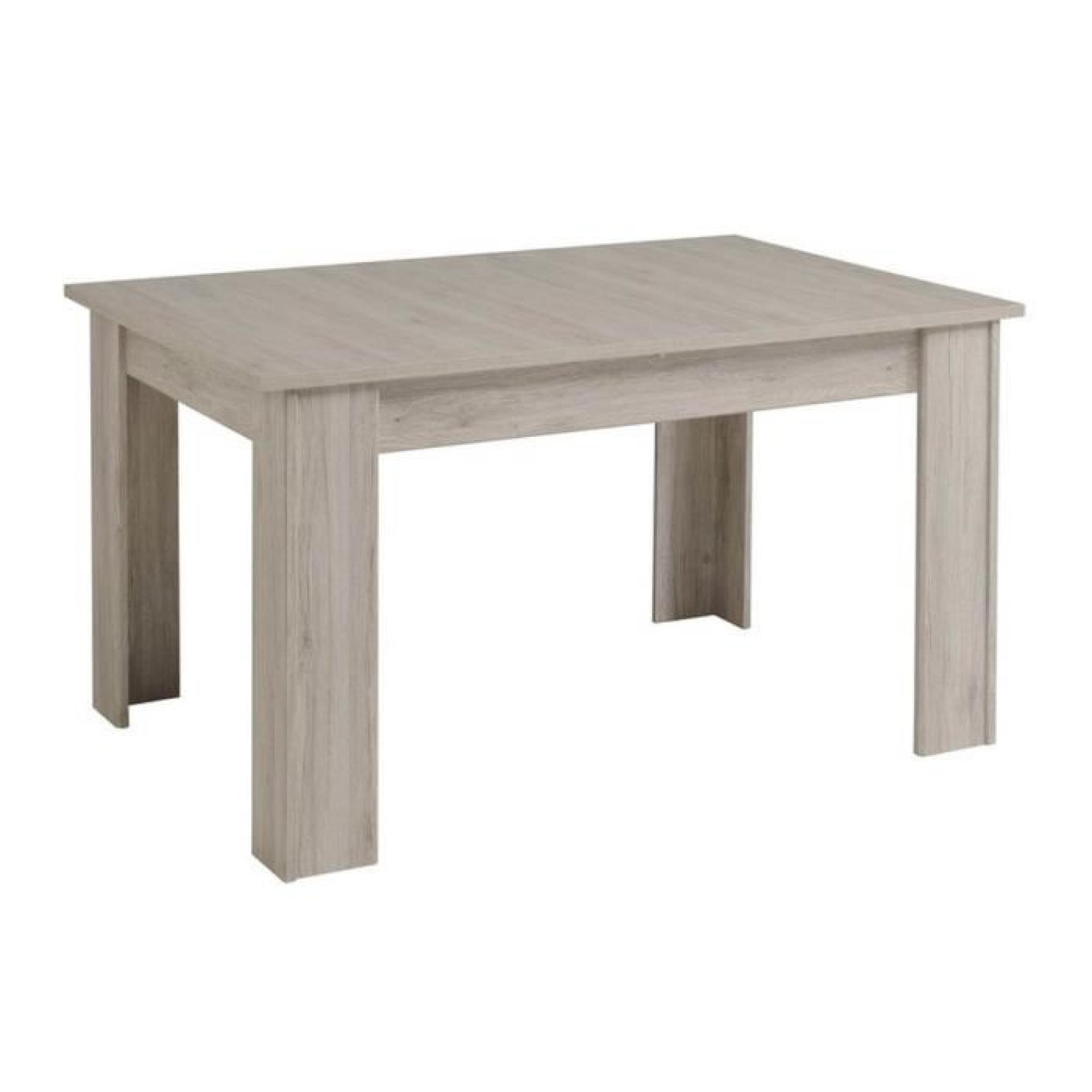 Table avec allonge coloris chêne portofino gris, H 76 x L 155 x P 100 cm