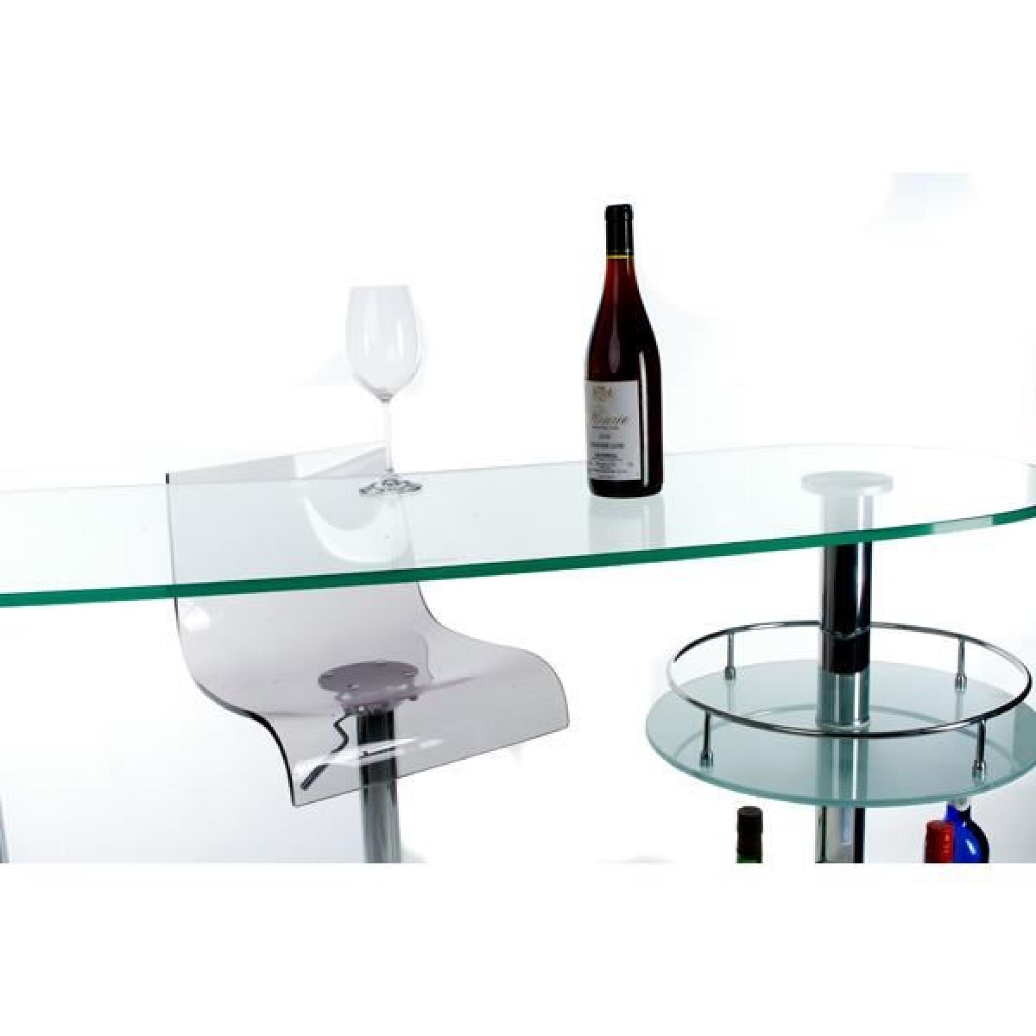 Table bar design en verre de couleur transparente pas cher