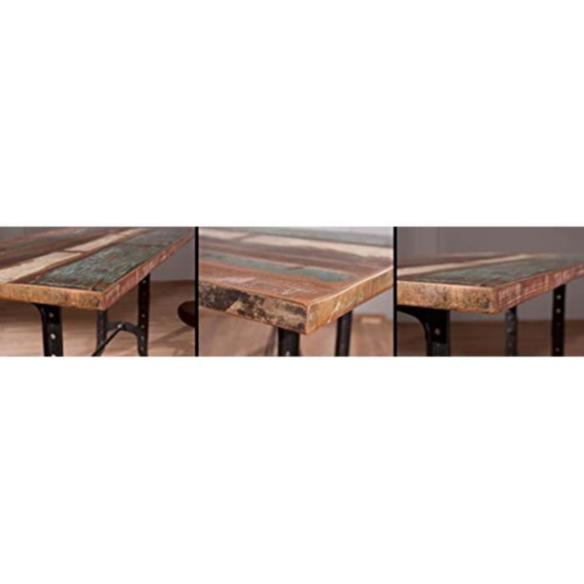 Table-Bar en bois recyclé multicolore, Dim : 180 x 90 x 75-105 cm pas cher
