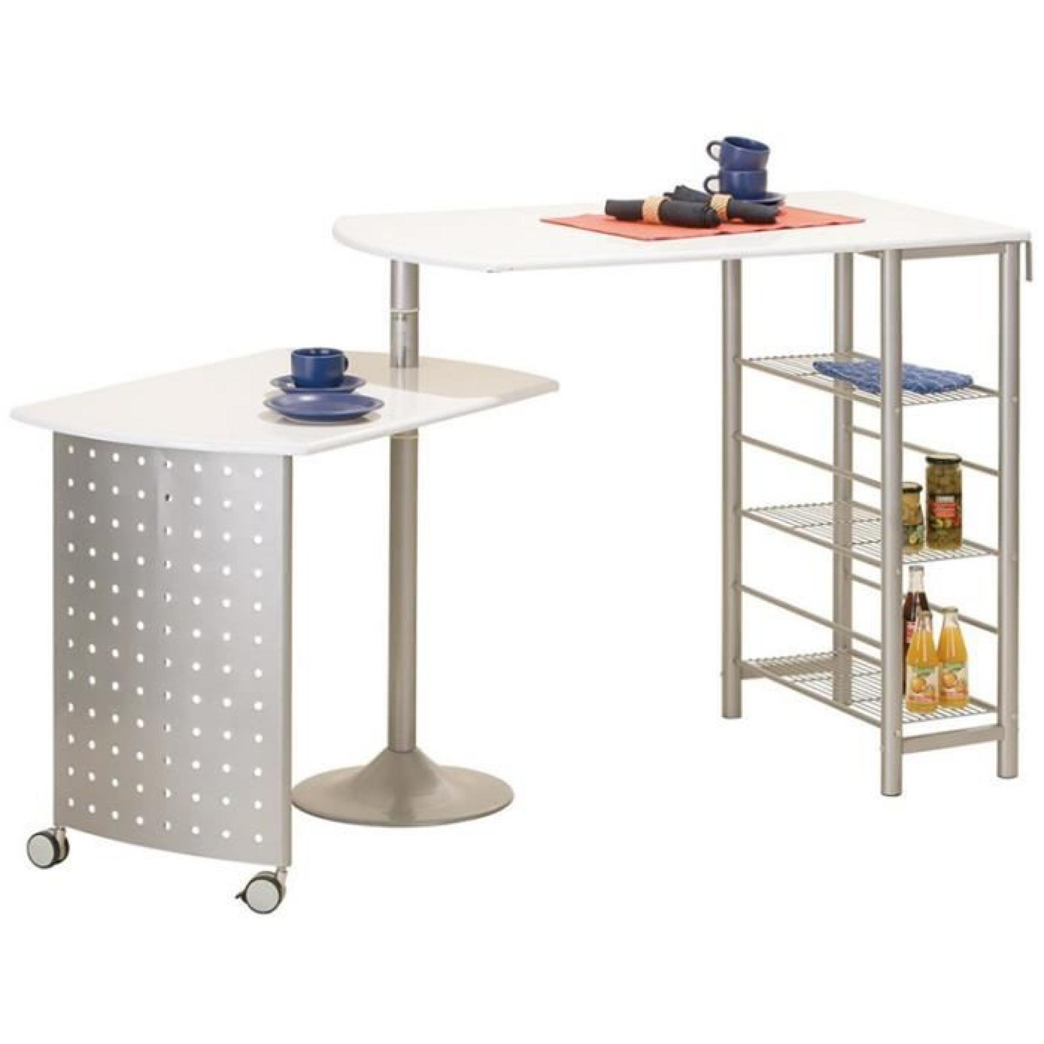 Table-Bar en métal Blanc, Dim : 70 x 183 x 100 cm