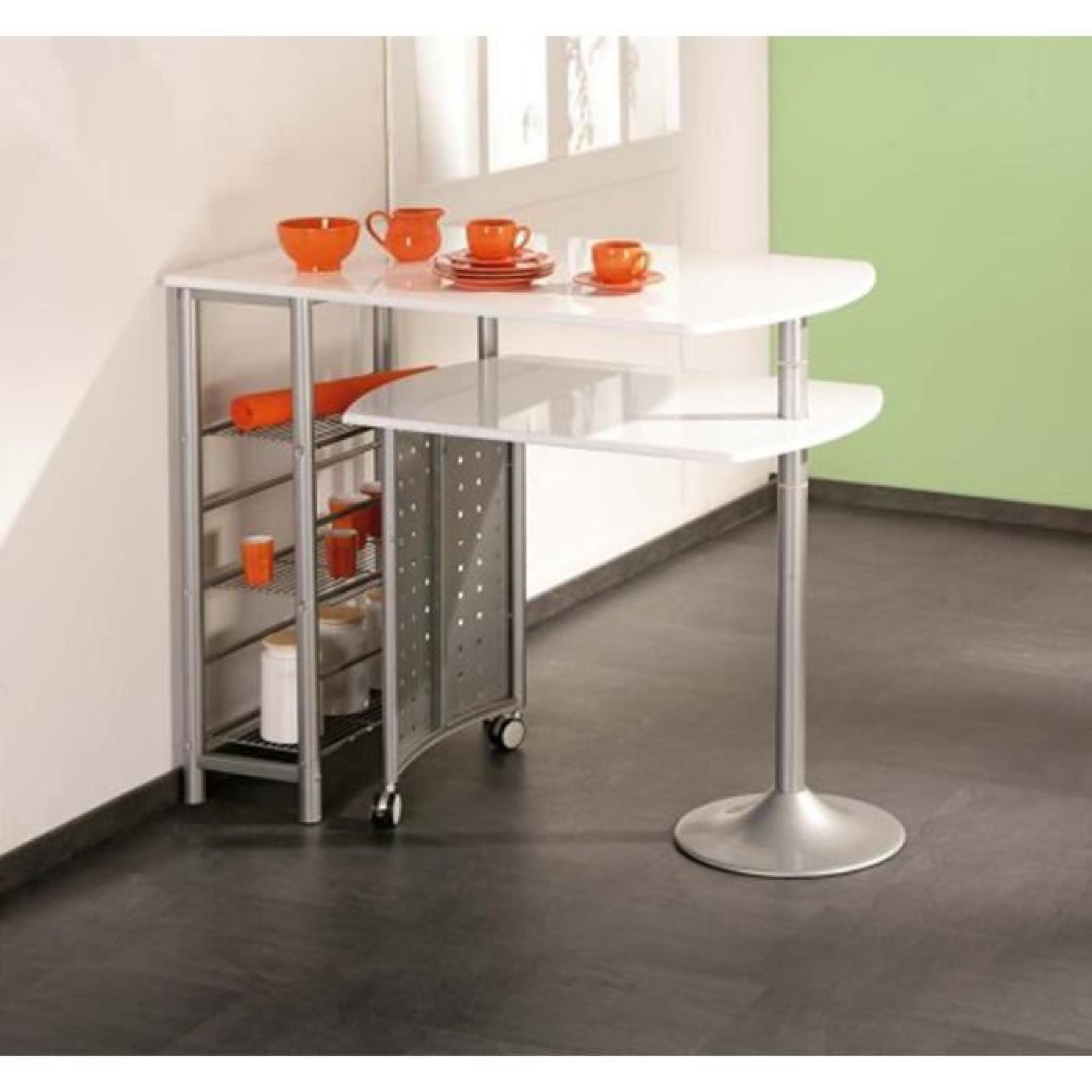 Table-Bar en métal Blanc, Dim : 70 x 183 x 100 cm pas cher