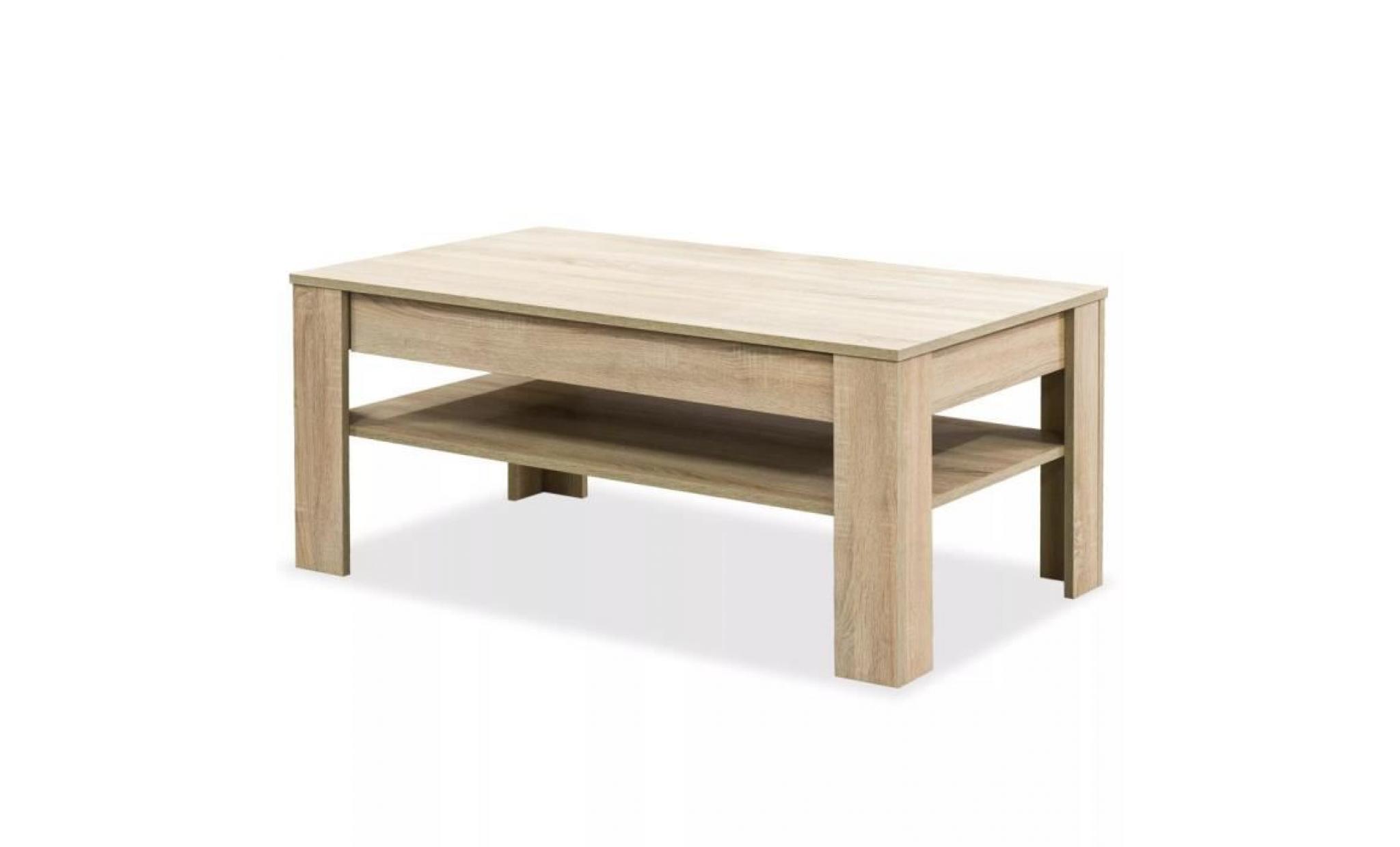 table basse +1 tiroir et 1 étagère en aggloméré 110 x 65 x 48 cm chêne pas cher