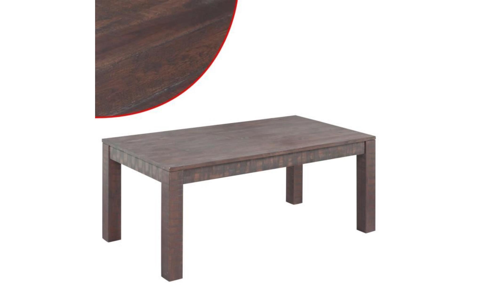 table basse 105x55 x45 cm bois d'acacia massif aspect fumé