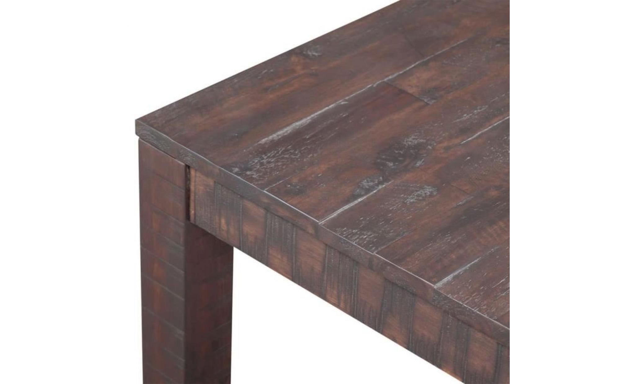 table basse 105x55 x45 cm bois d'acacia massif aspect fumé pas cher