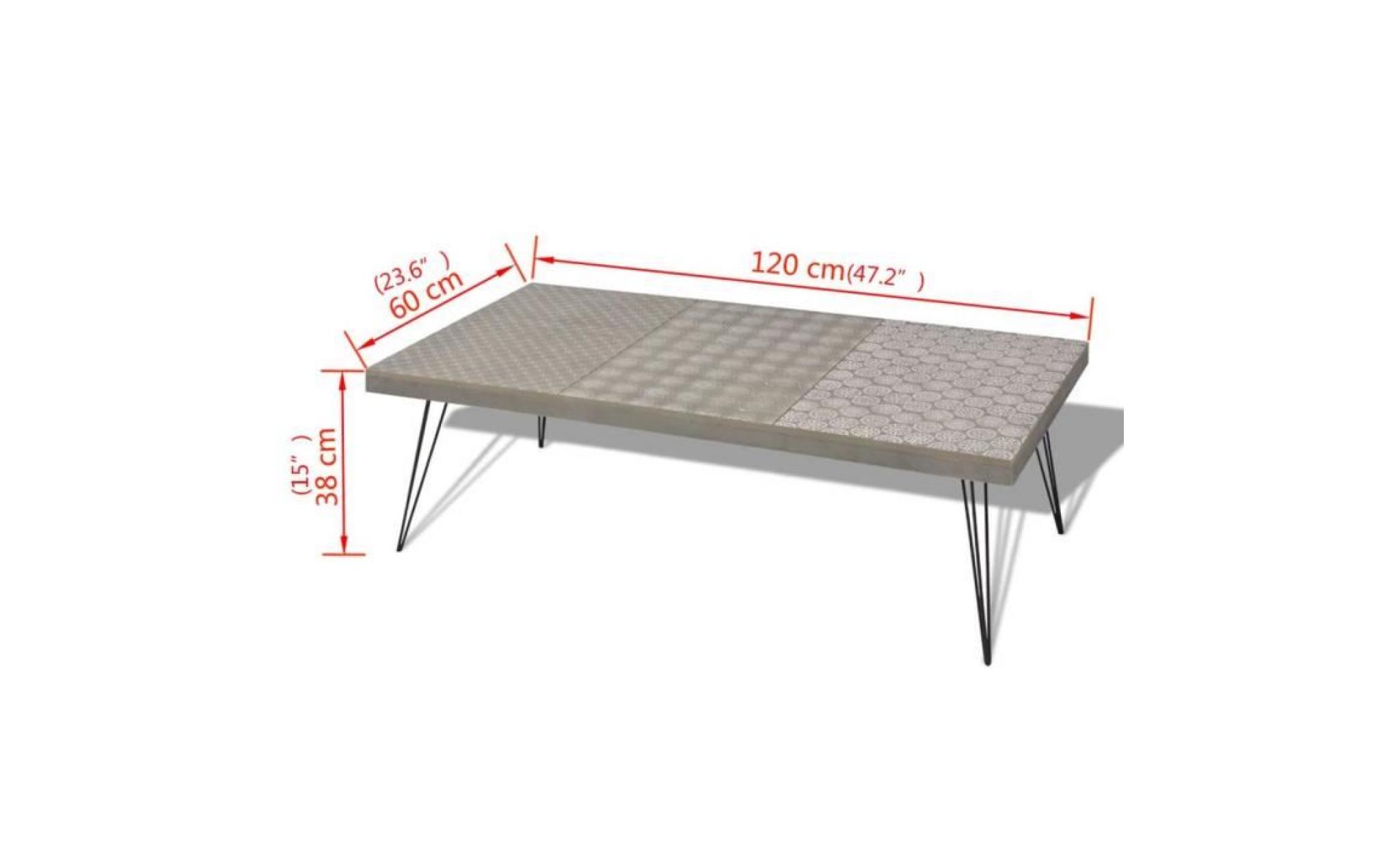 table basse 120 x 60 x 38 cm scandinave gris pas cher