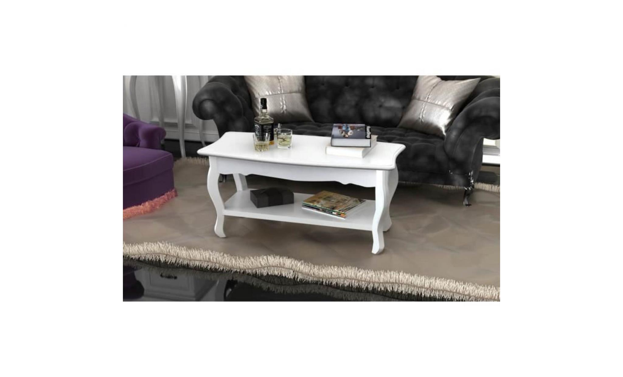 table basse 2 couches mdf blanc