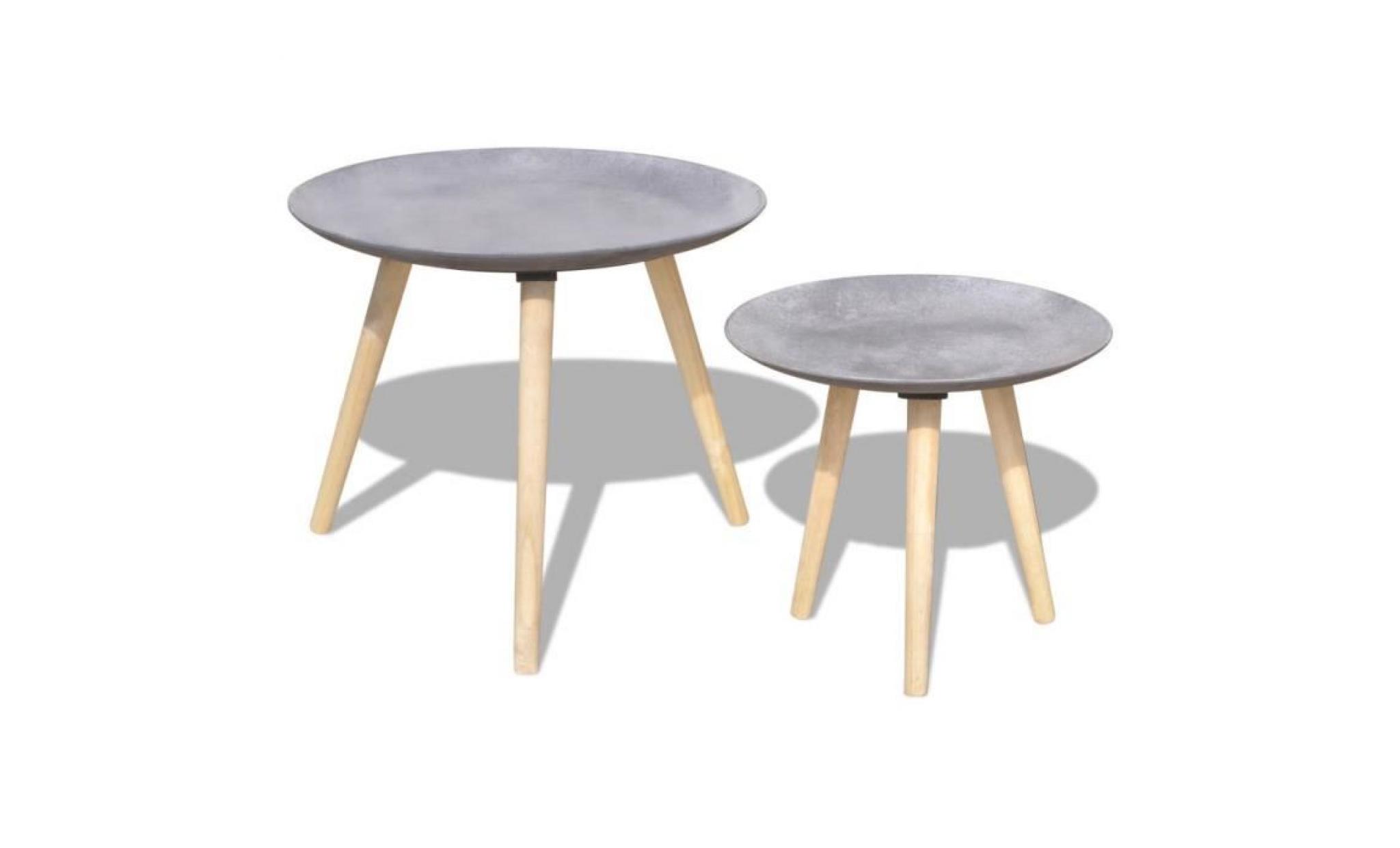 table basse 2 pcs 55 cm et 44 cm gris cement