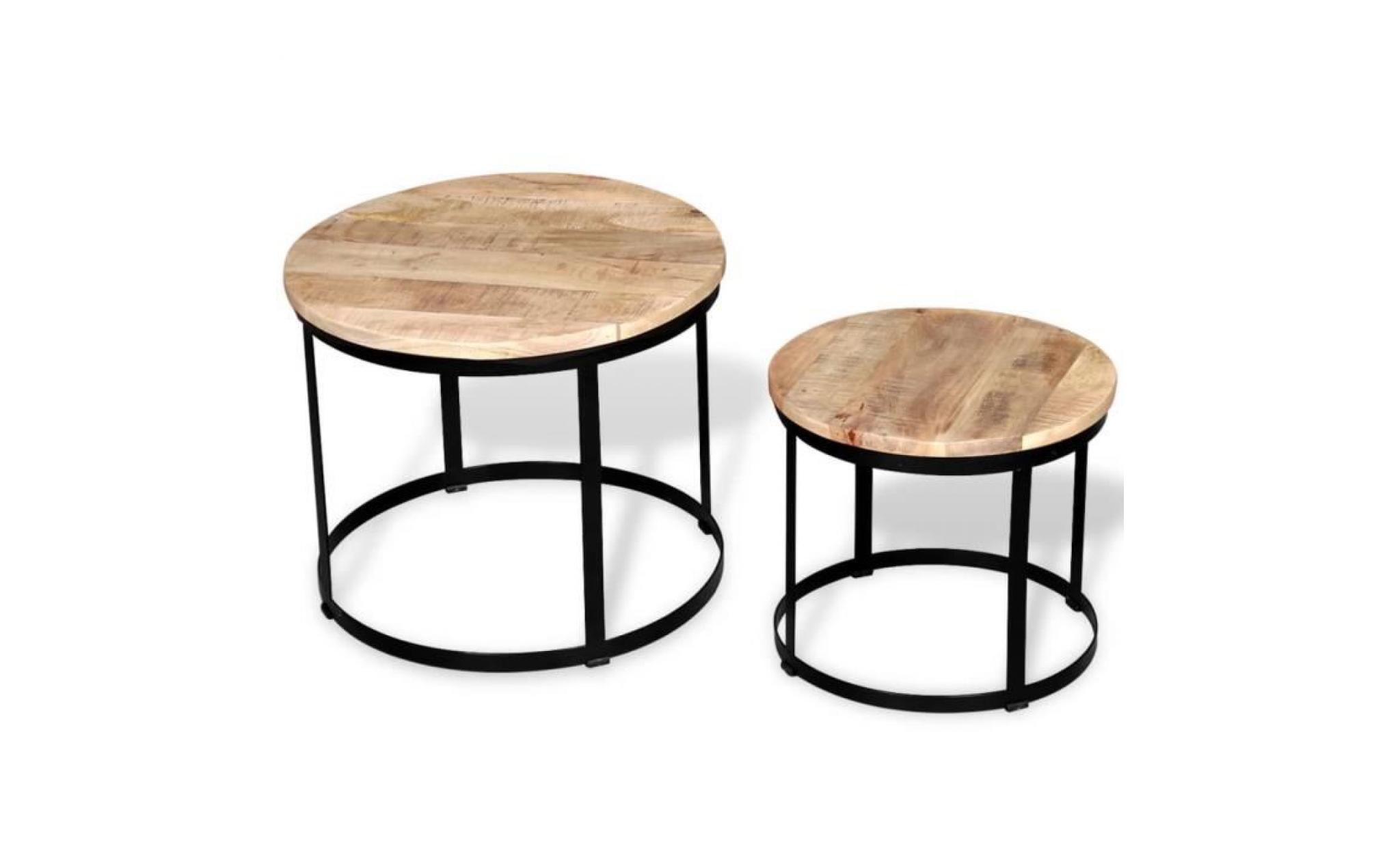 table basse 2 pcs style contemporain table de salon 55 cm et 44 cm gris cement pas cher