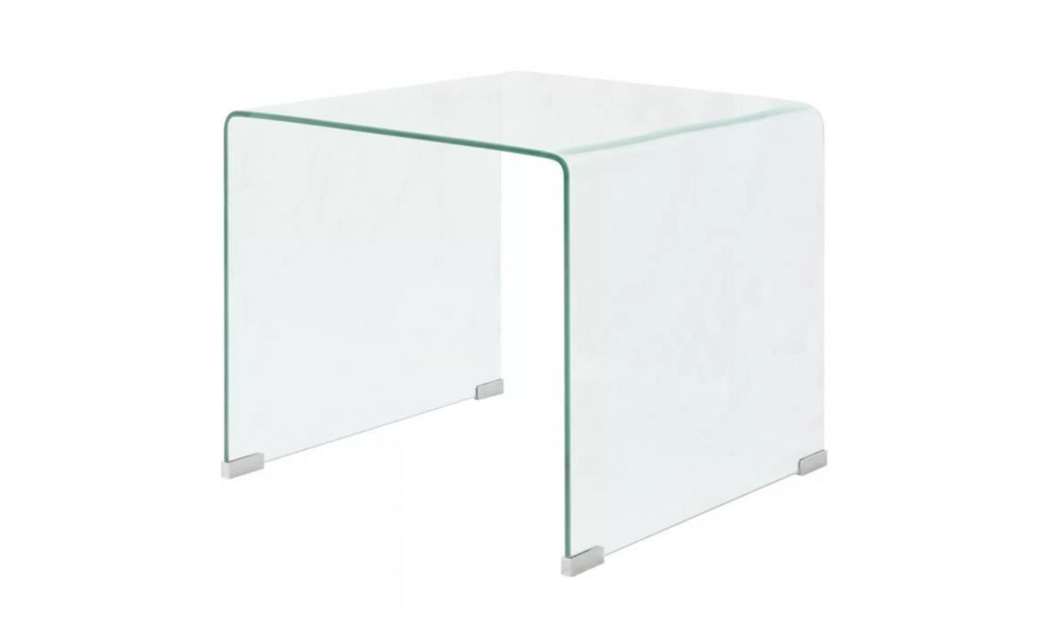 table basse 49,5 x 50 x 45 cm verre trempé transparent