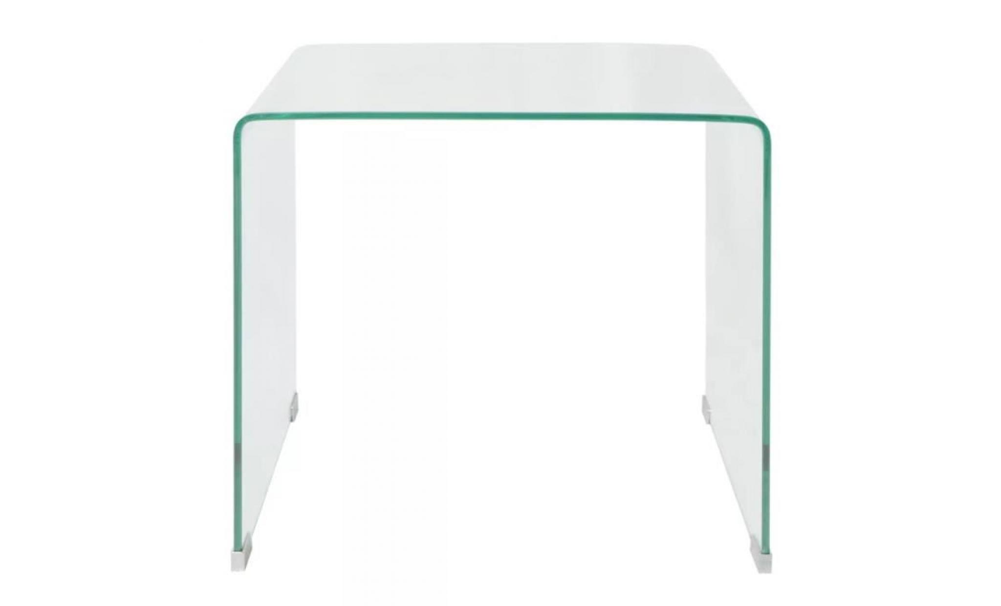 table basse 49,5 x 50 x 45 cm verre trempé transparent pas cher