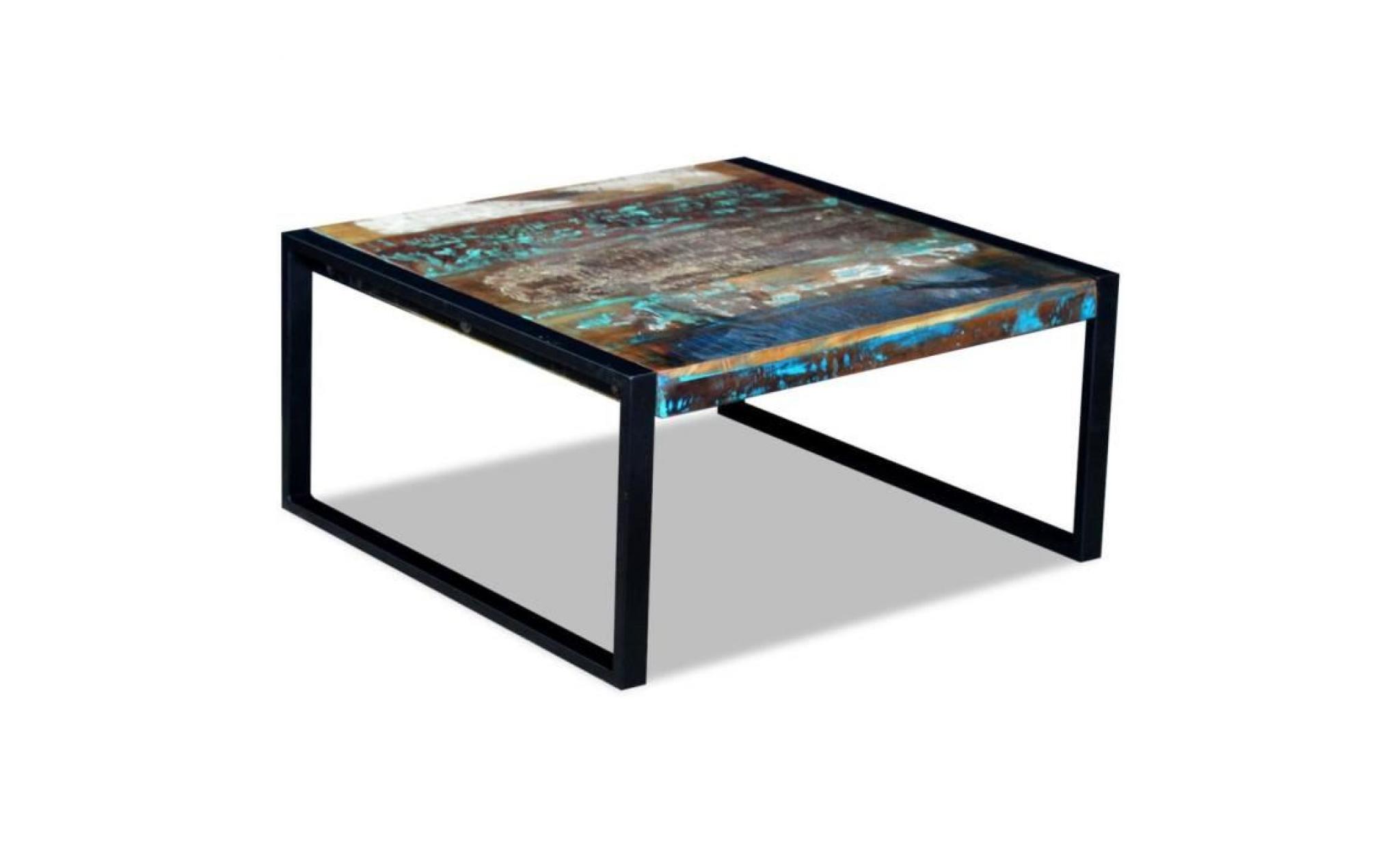 table basse 80 x 80 x 40 cm en bois de récupération massif