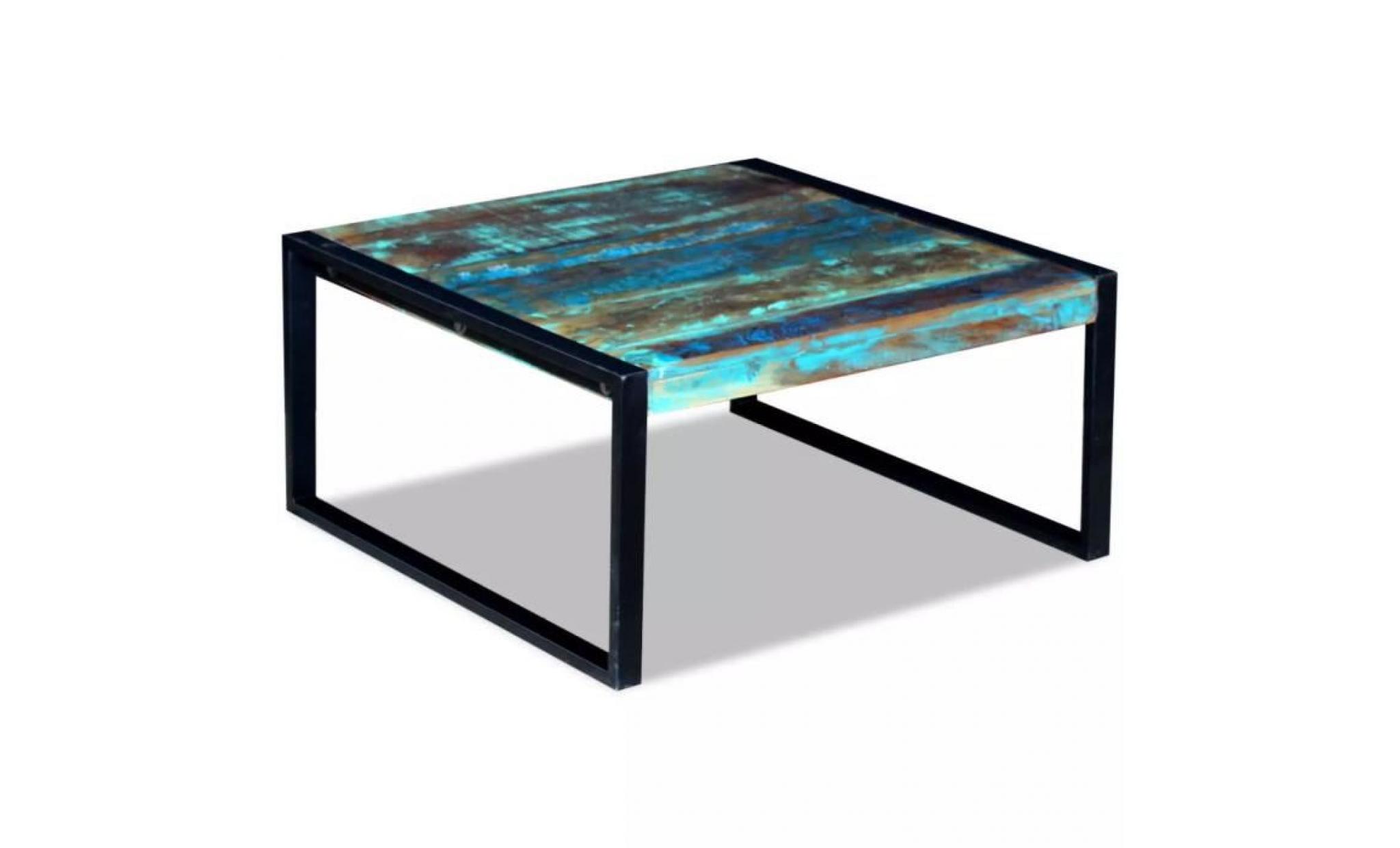 table basse 80 x 80 x 40 cm en bois de récupération massif pas cher
