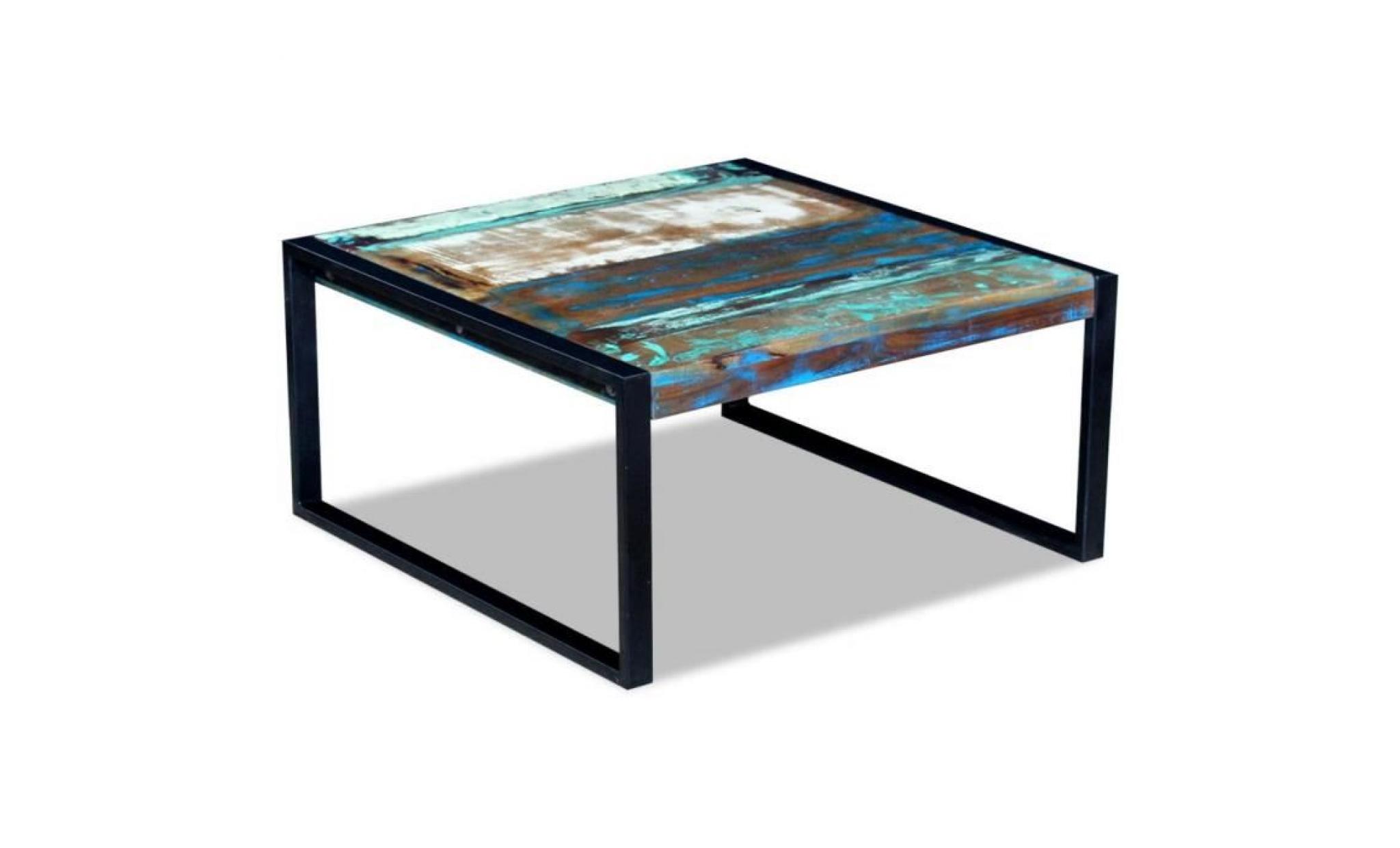 table basse 80 x 80 x 40 cm en bois de récupération massif pas cher