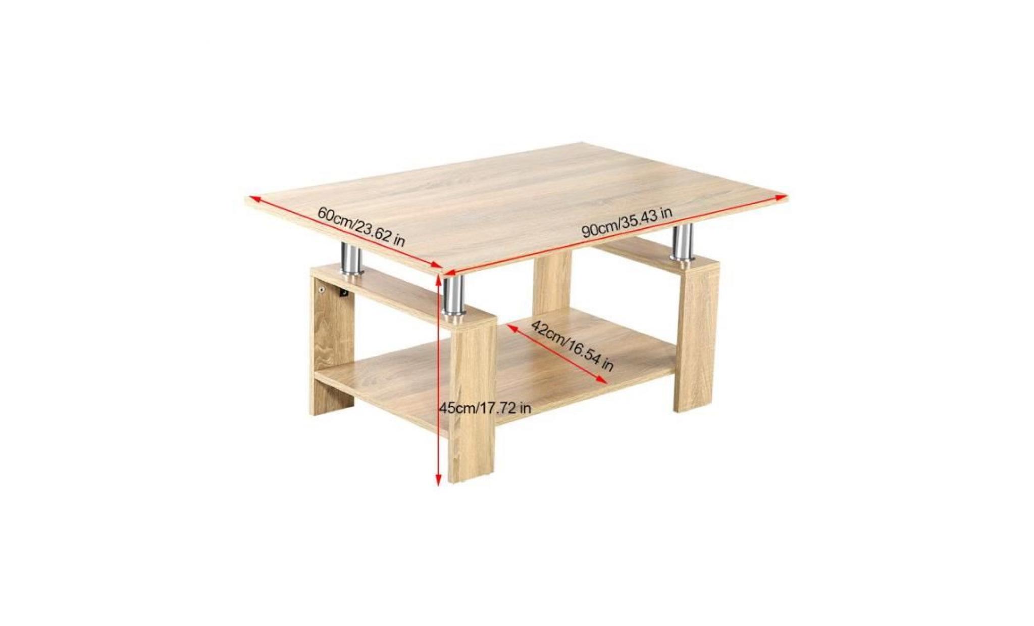 table basse 90x42x45cm   couleur de bois pas cher