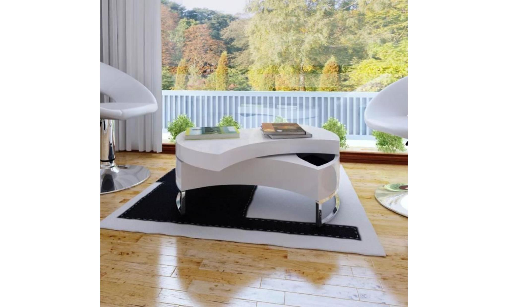 table basse à forme réglable haute brillance blanc table bass style contemporain