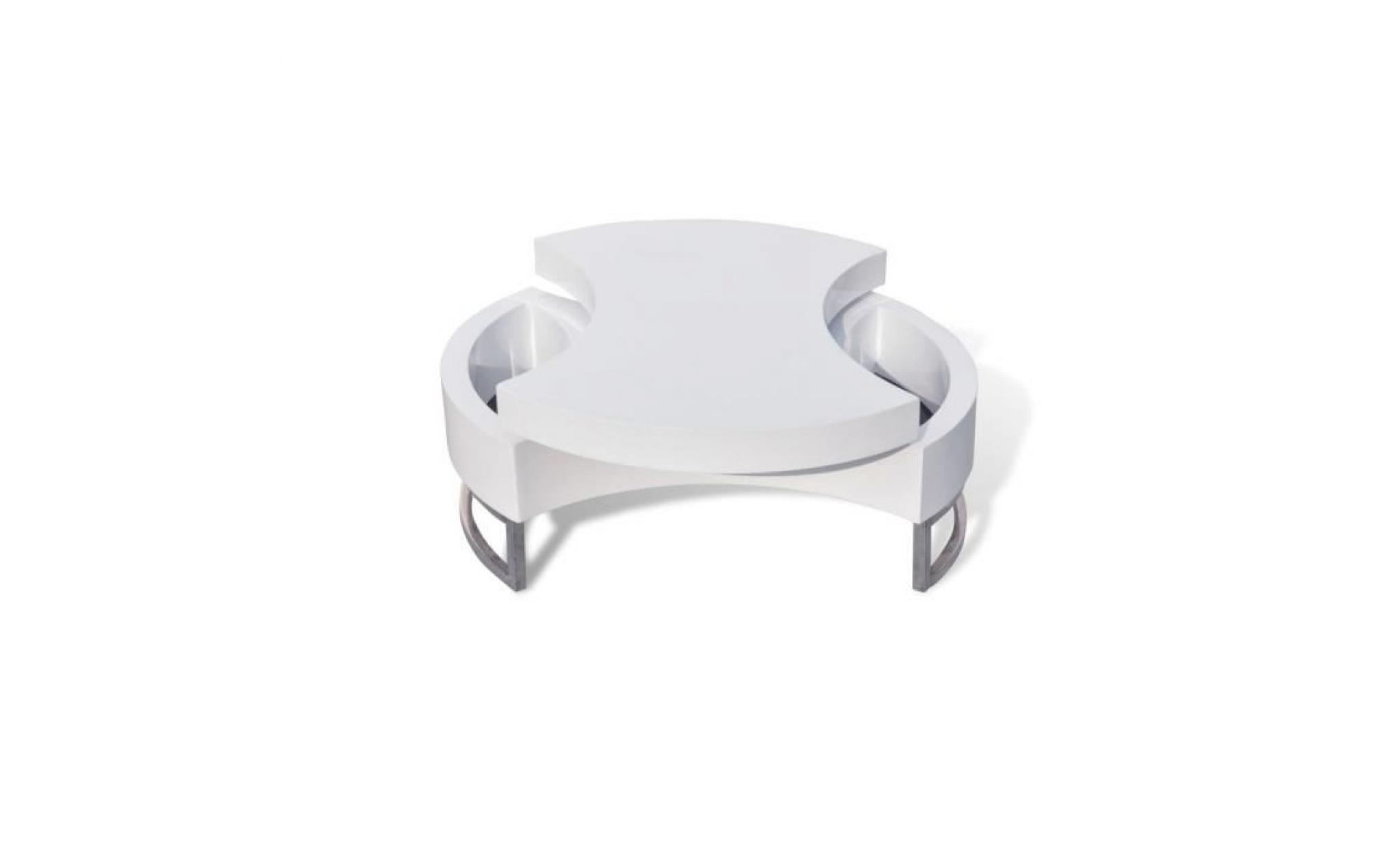 table basse à forme réglable haute brillance blanc pas cher