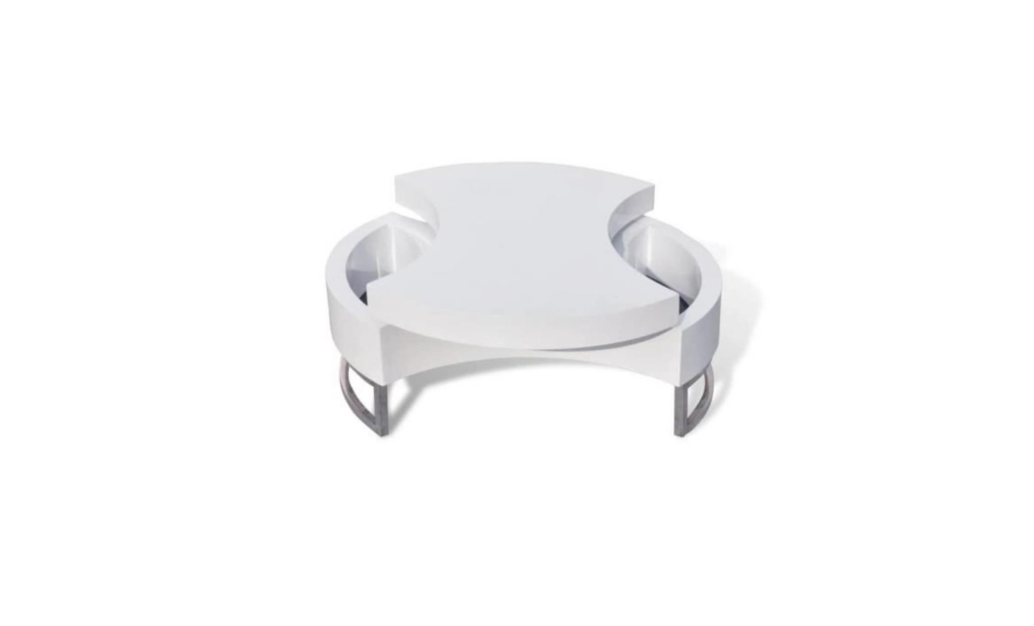 table basse à forme réglable style contemporain table de salon haute brillance blanc pas cher