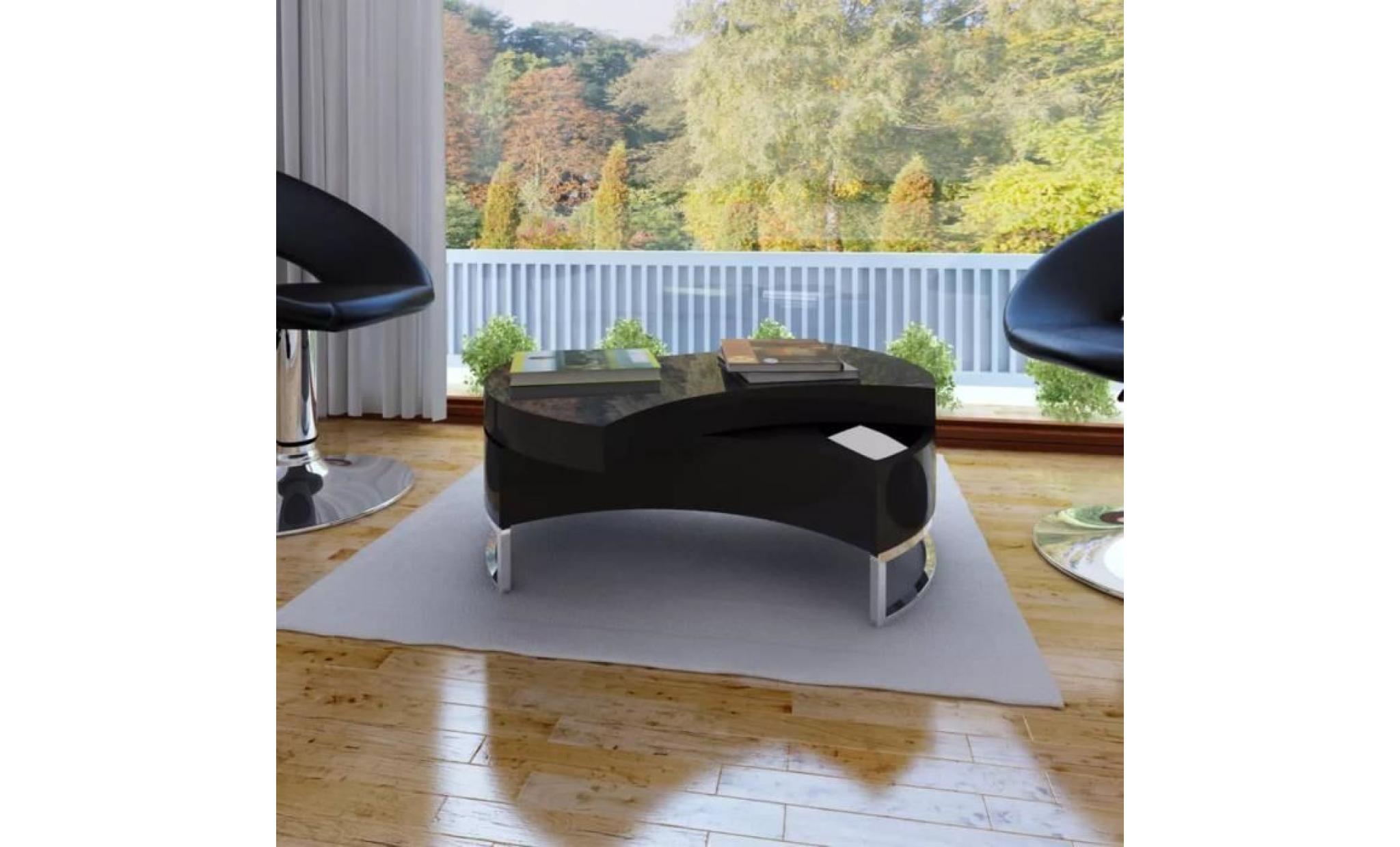 table basse à forme style contemporain table de salon réglable haute brillance noir