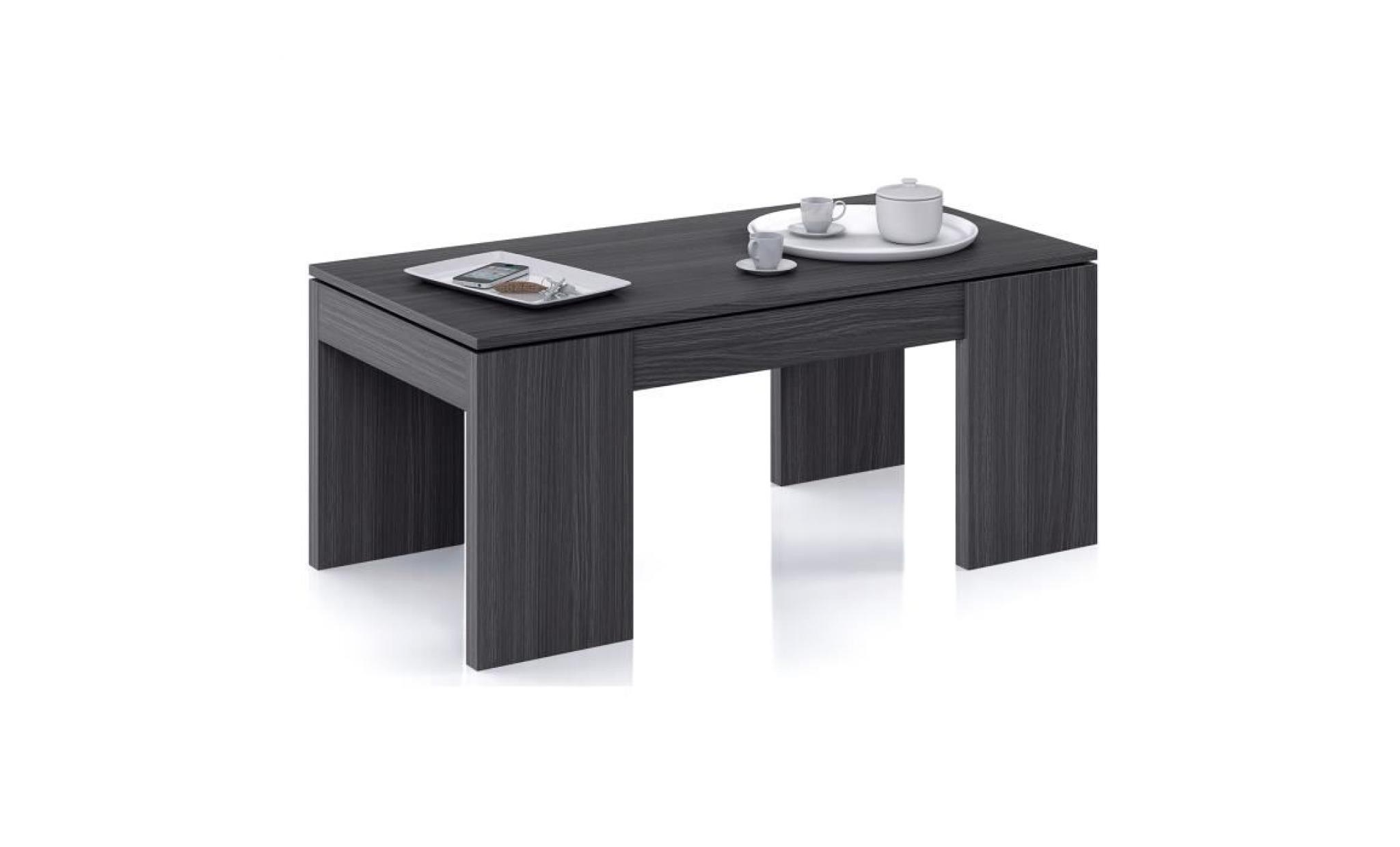 table basse à plateau relevable coloris gris cendre   dim : 100 x 50 x 42 cm pas cher