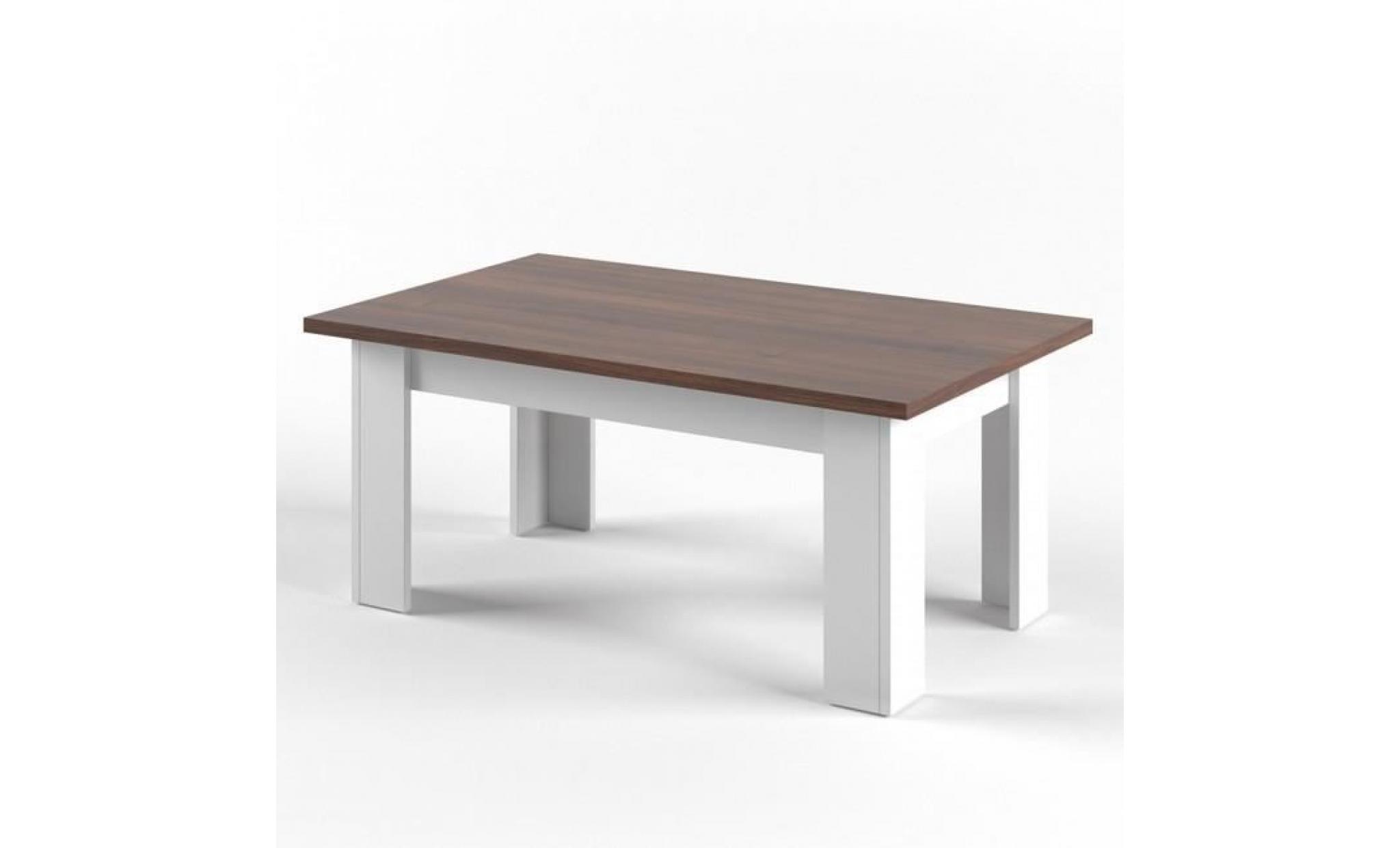 table basse aspect chêne noyer  et blanc 100 cm