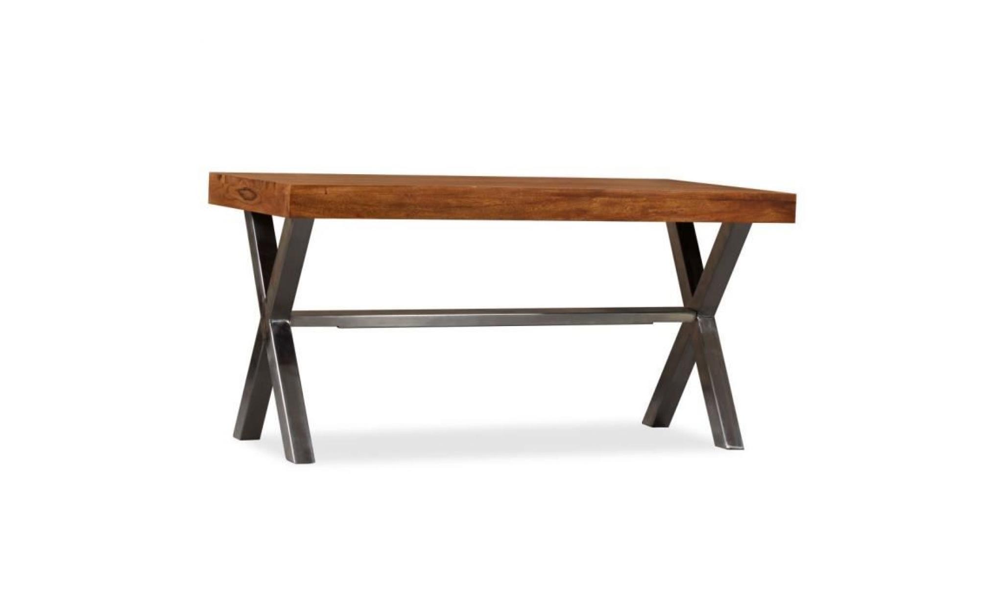 table basse assemblage facile bois massif avec finition en sesham 100 x 50 x 50 cm pas cher