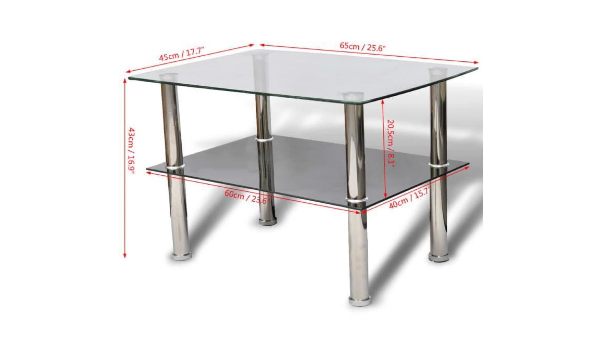table basse avec 2 étagères verre pas cher