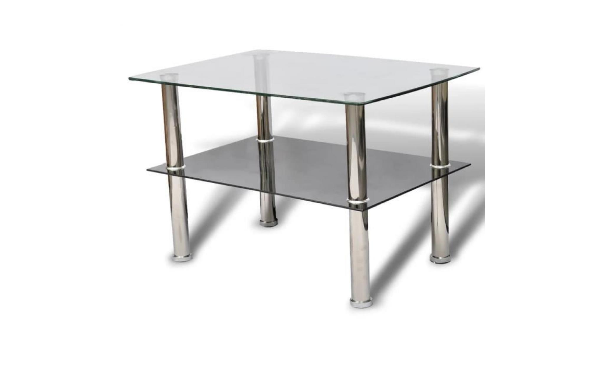 table basse avec 2 étagères verre table de salon scandinave table bass style contemporain moderne pas cher
