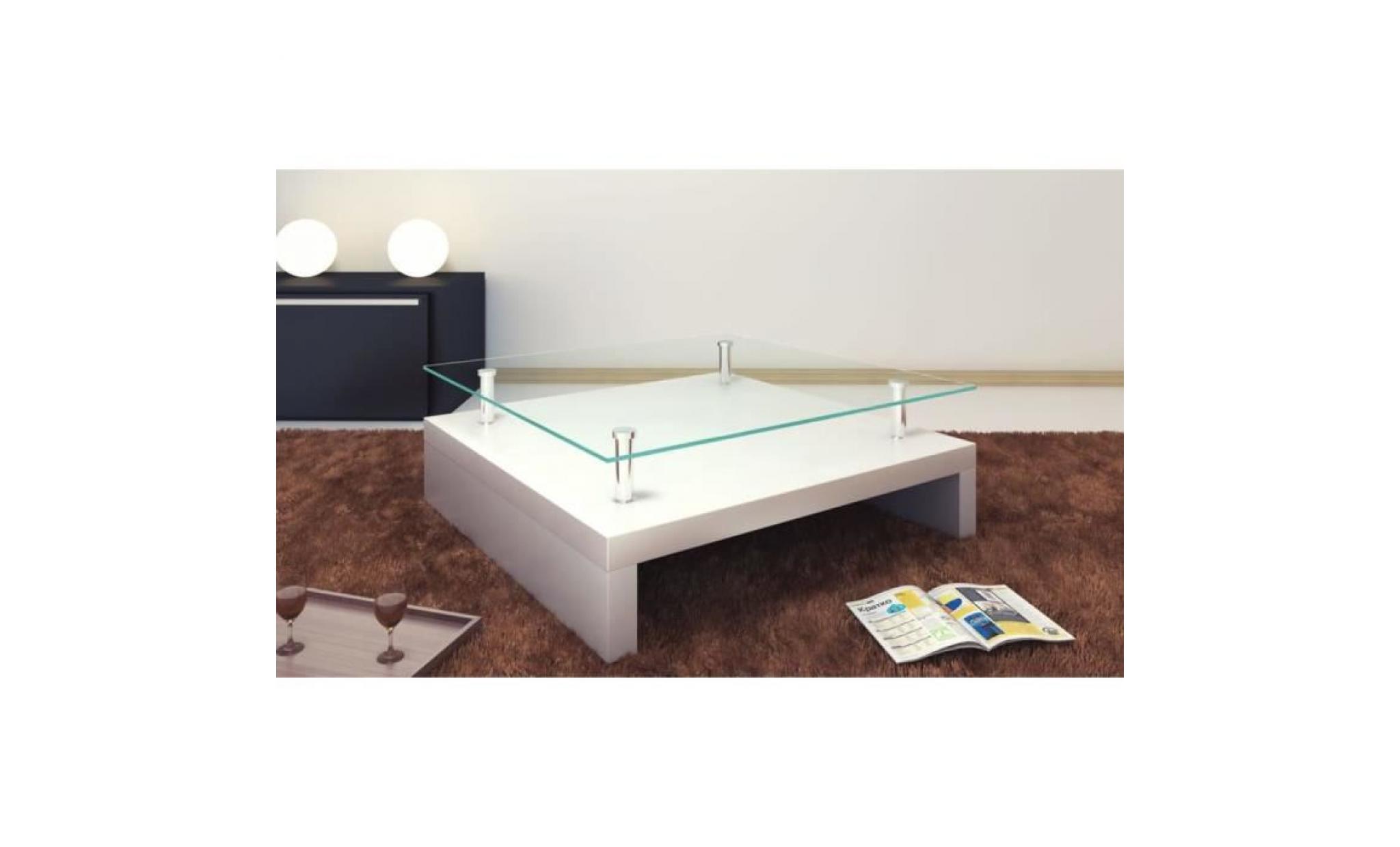 table basse avec dessus de table en verre blanc