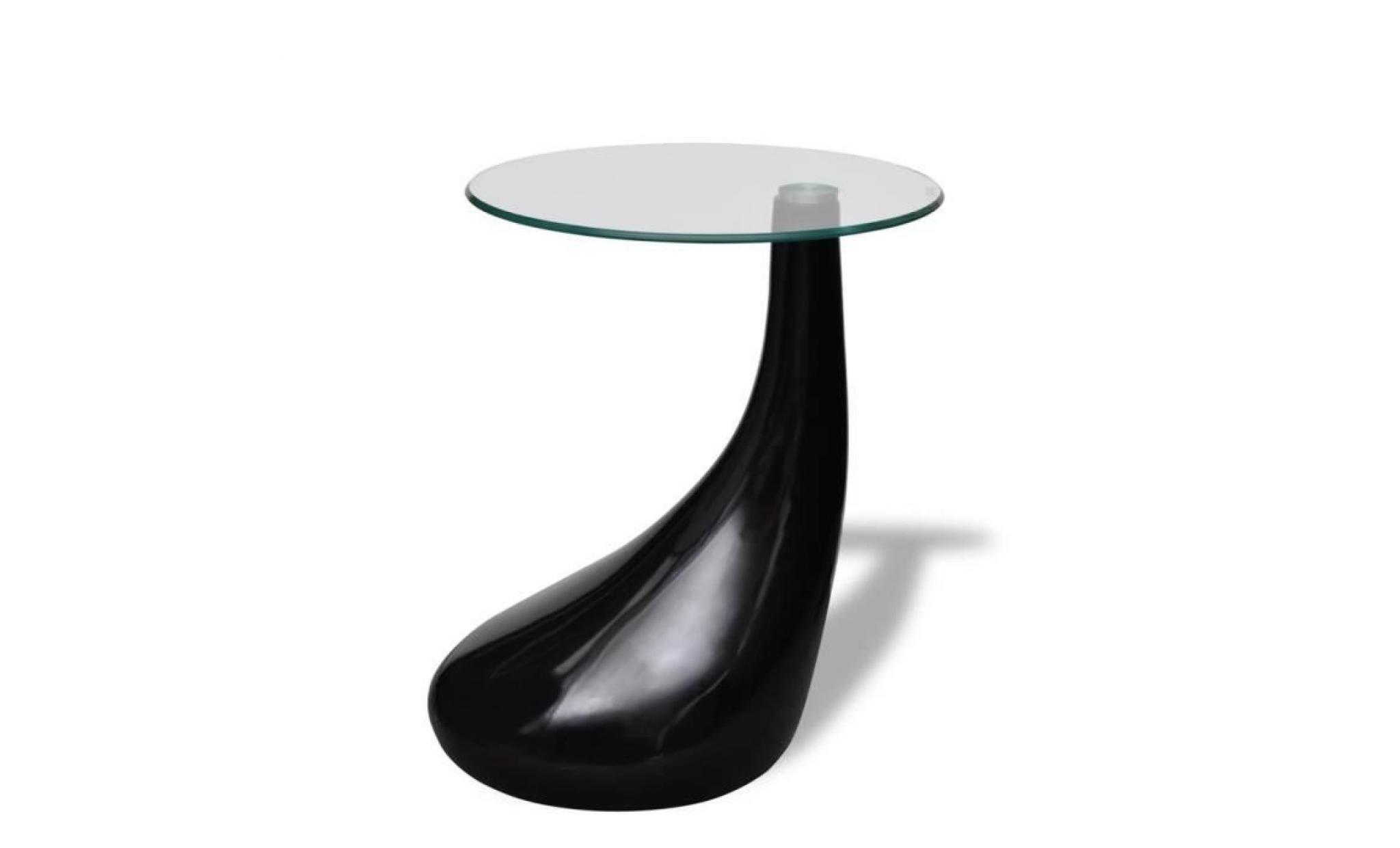 table basse avec dessus de table en verre rond noir brillant pas cher