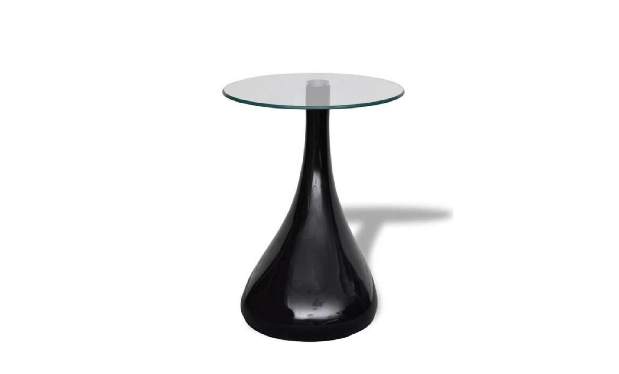 table basse avec dessus de table en verre rond noir brillant pas cher