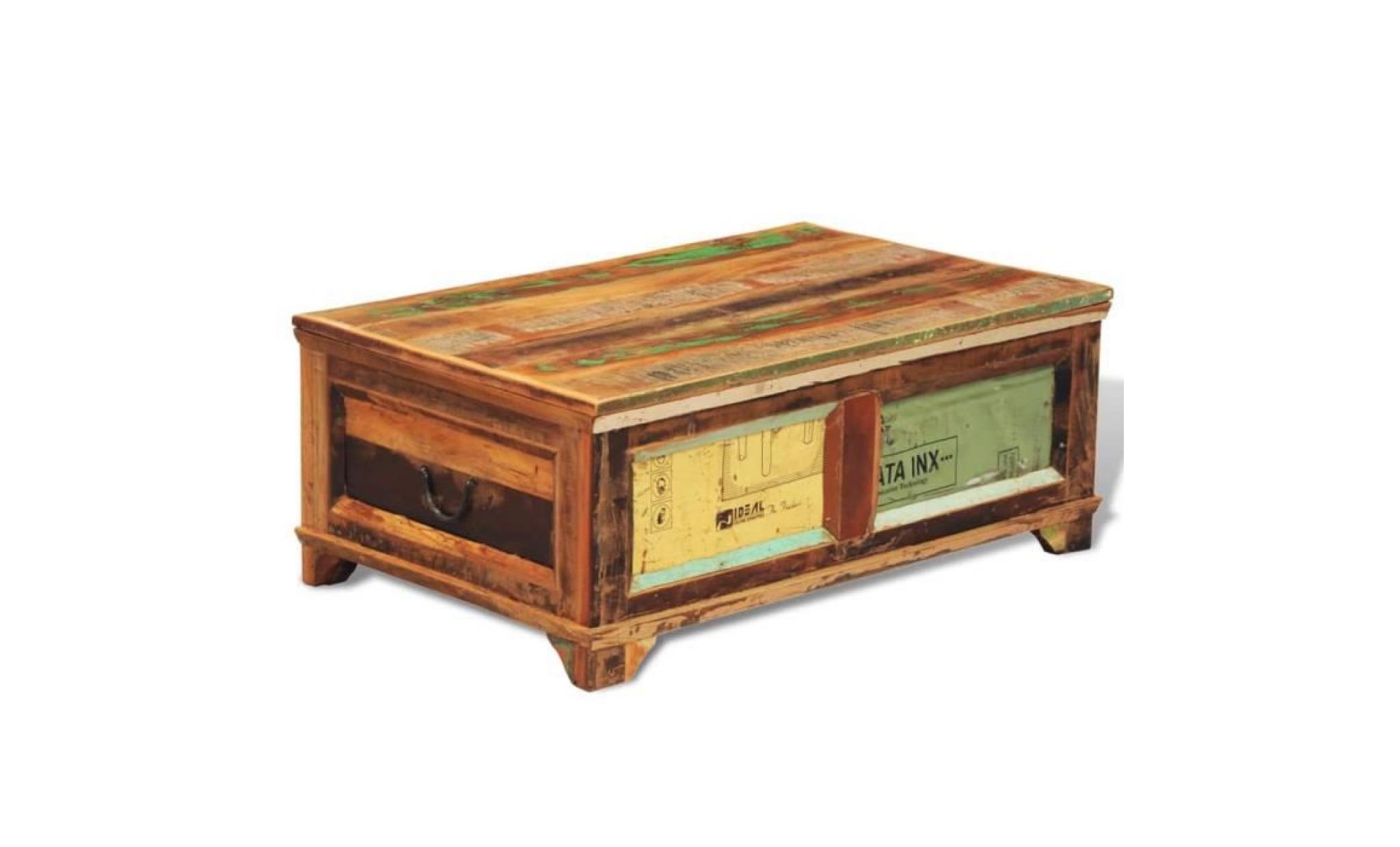 table basse avec espace de rangement vintage bois recyclé pas cher