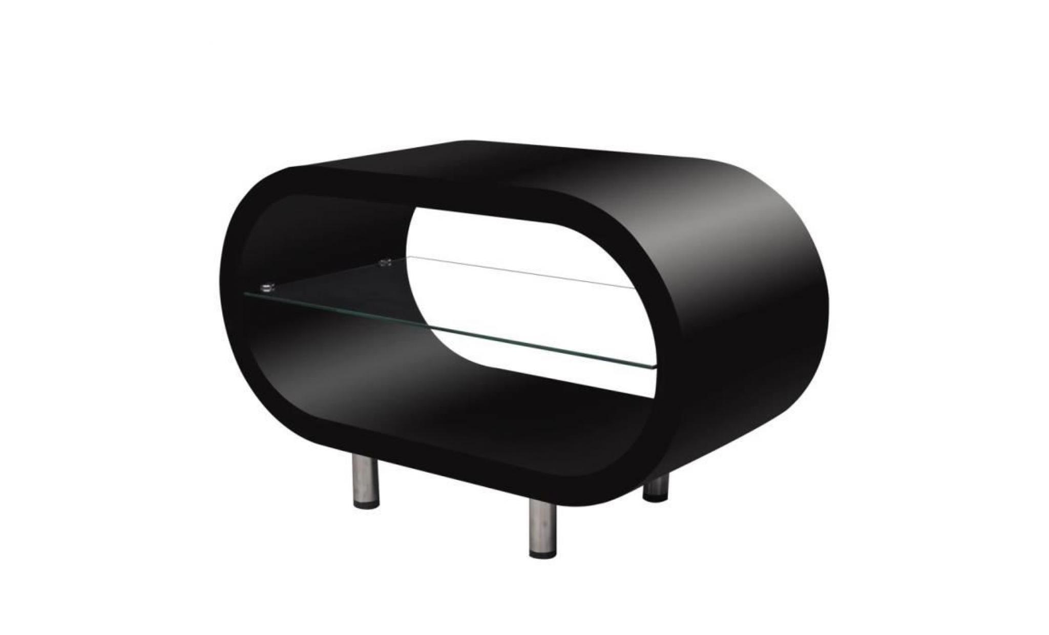table basse avec étagère en verre noir haute brillance