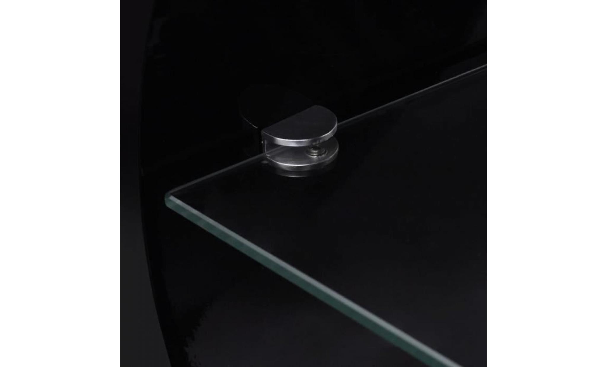 table basse avec étagère en verre noir haute brillance pas cher