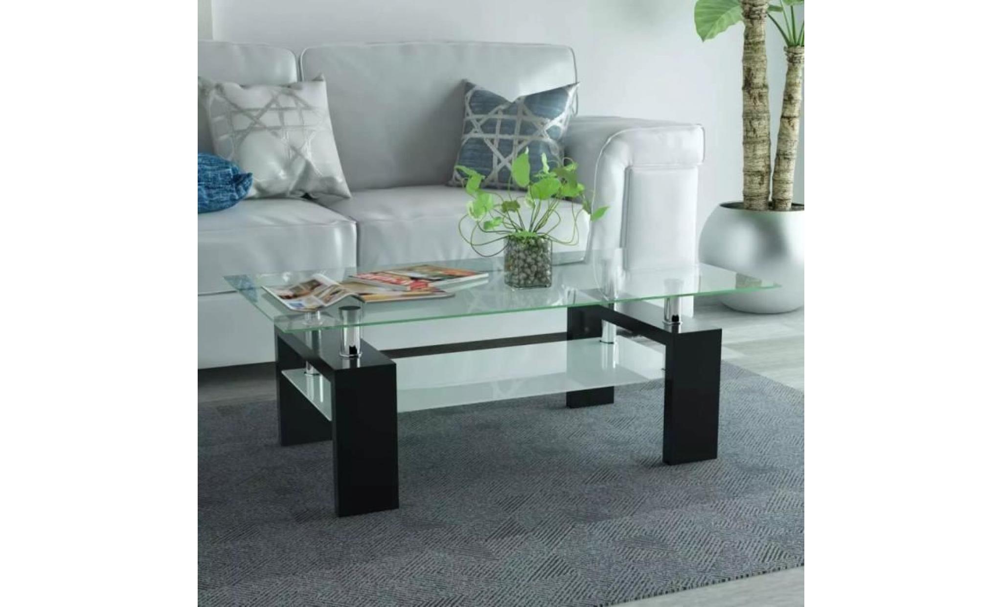 table basse avec étagère inférieure 110x60x40cm noir table de salon scandinave table bass style contemporain moderne