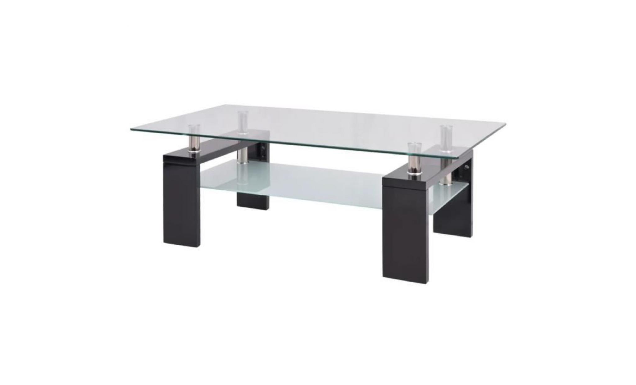 table basse avec étagère inférieure 110x60x40cm noir table de salon scandinave table bass style contemporain moderne pas cher