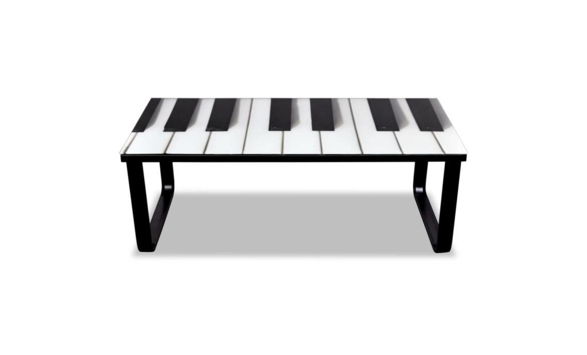 table basse avec impression de piano dessus de table en verre table basse scandinave table bass style contemporain pas cher