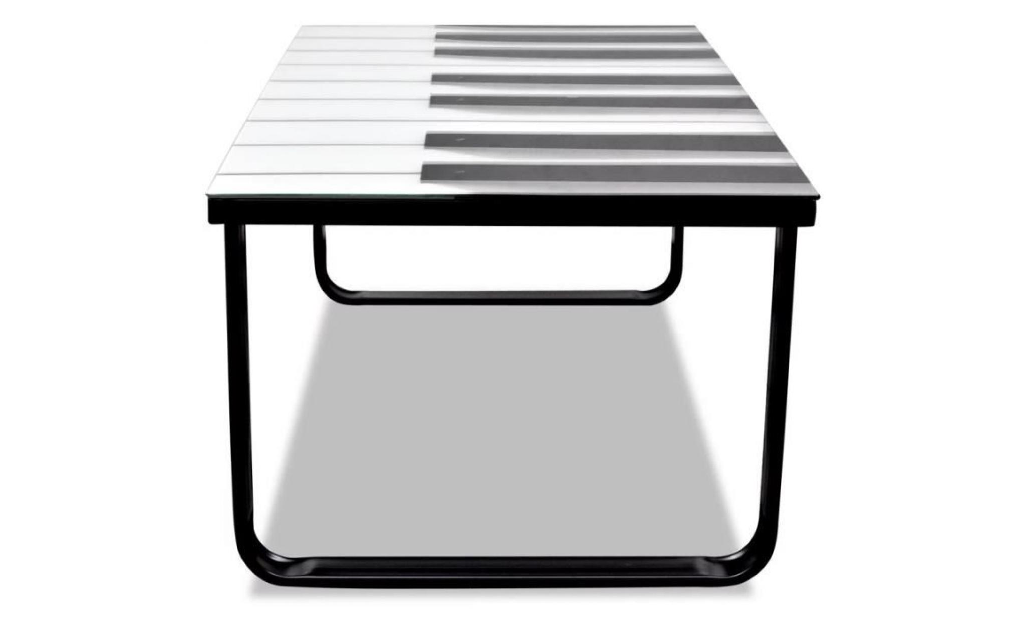 table basse avec impression de piano dessus de table en verre pas cher