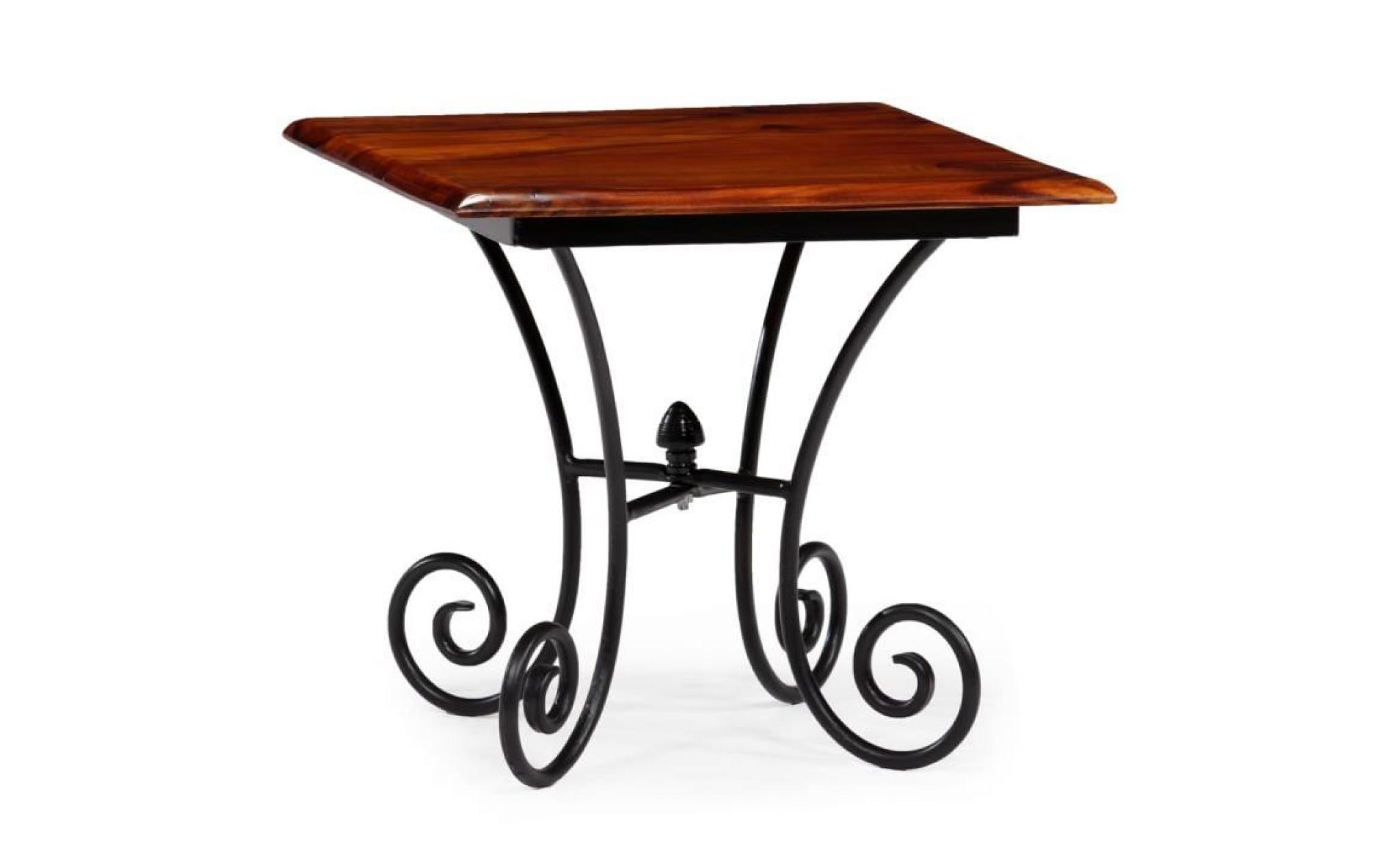 table basse avec pieds ondulés surface polie bois de sesham 42 x 42 x 39 cm