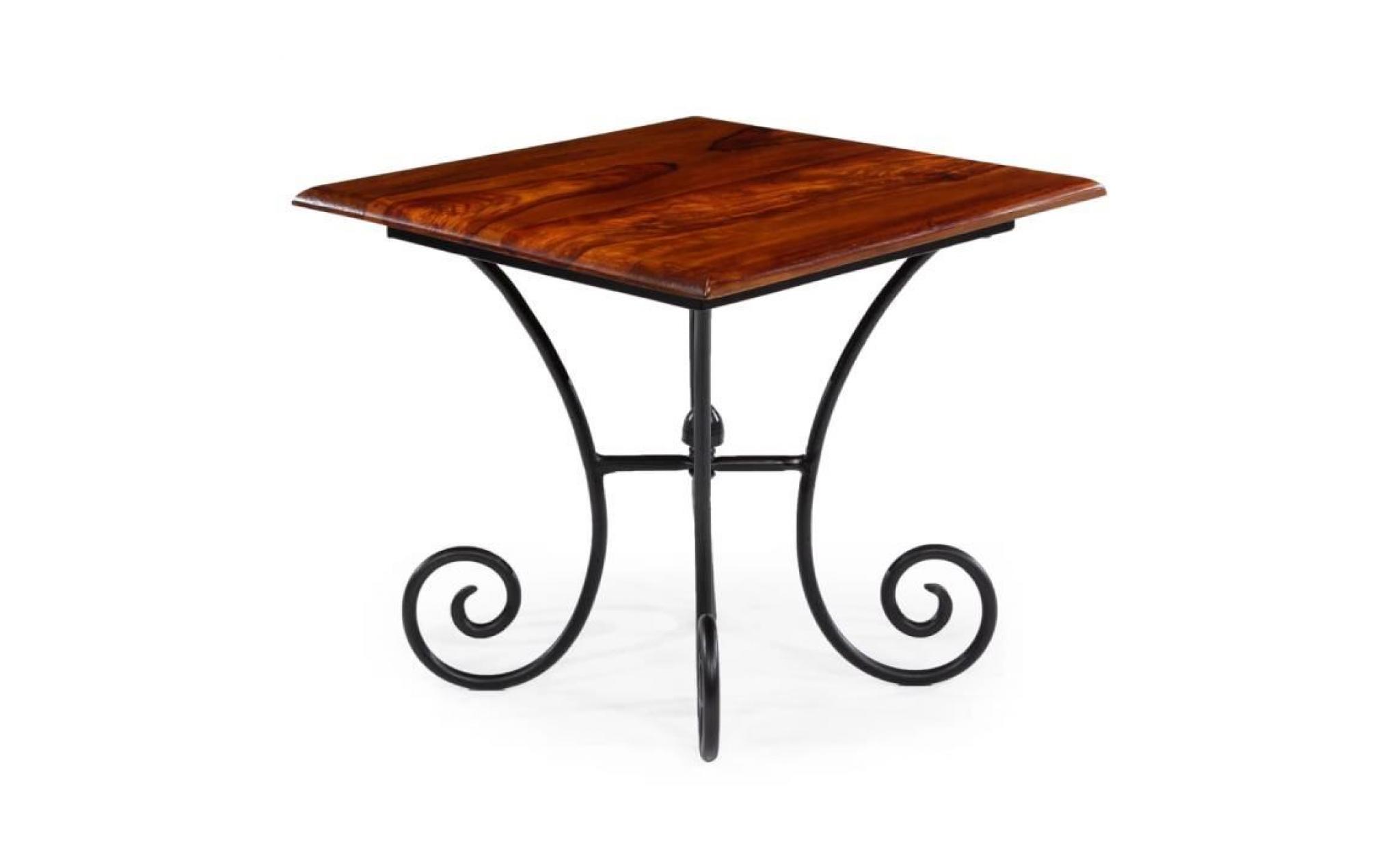 table basse avec pieds ondulés surface polie bois de sesham 42 x 42 x 39 cm pas cher