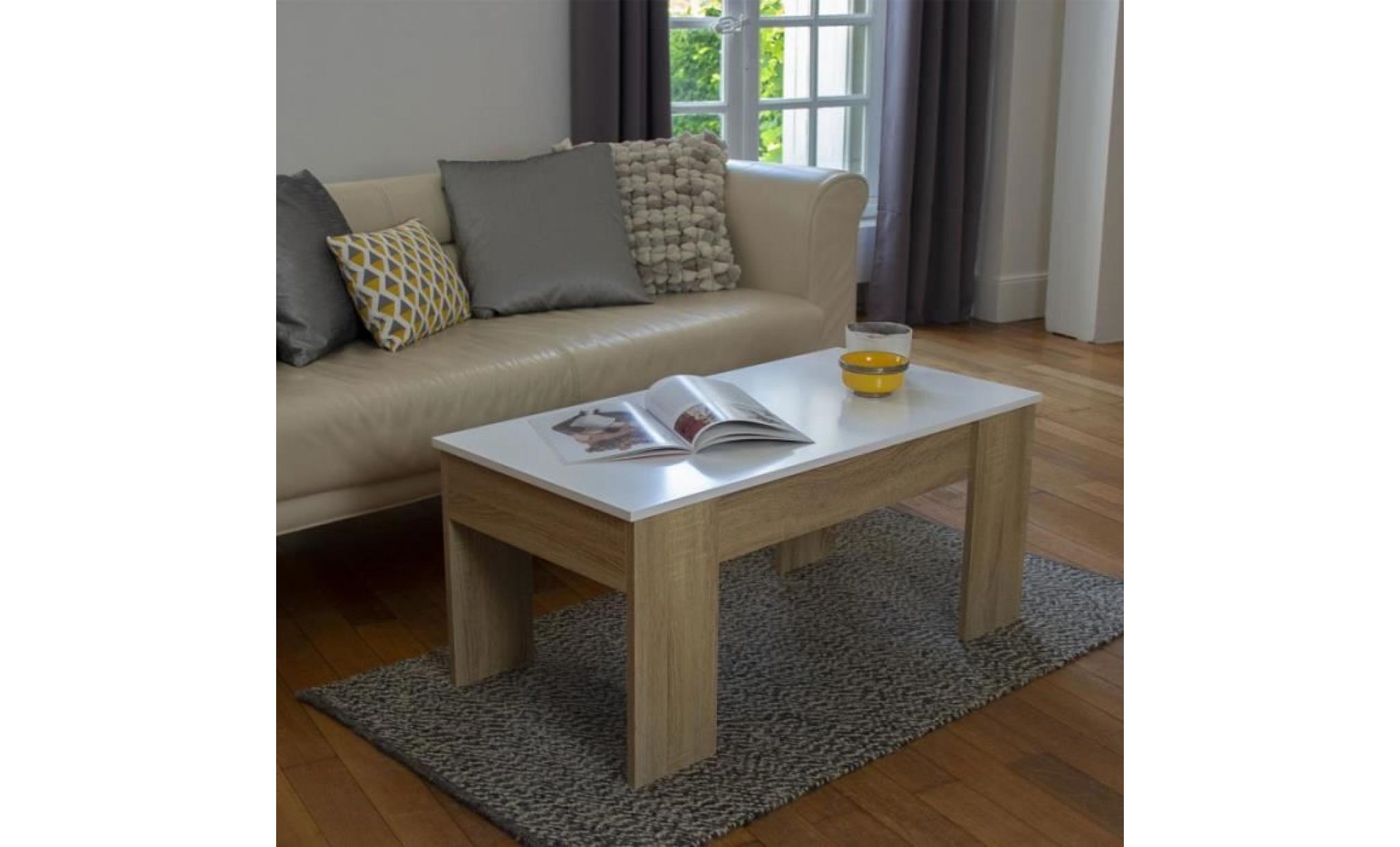 table basse avec plateau relevable bois blanc
