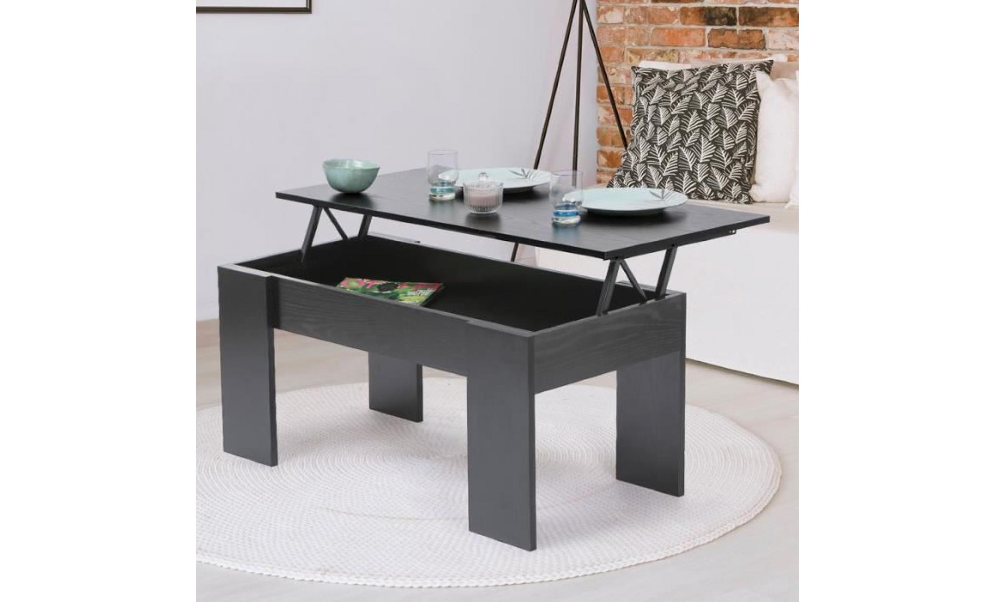 table basse avec plateau relevable bois noir 106,000000